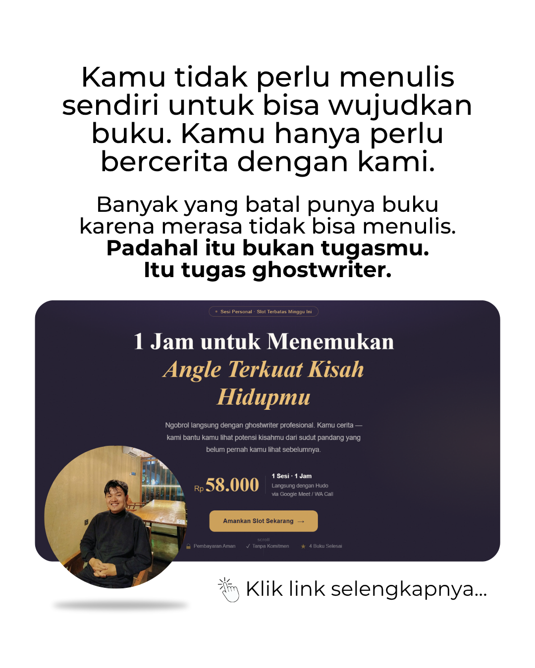 Literrative - Ghostwriter Literat Facebook ad: klik link disini