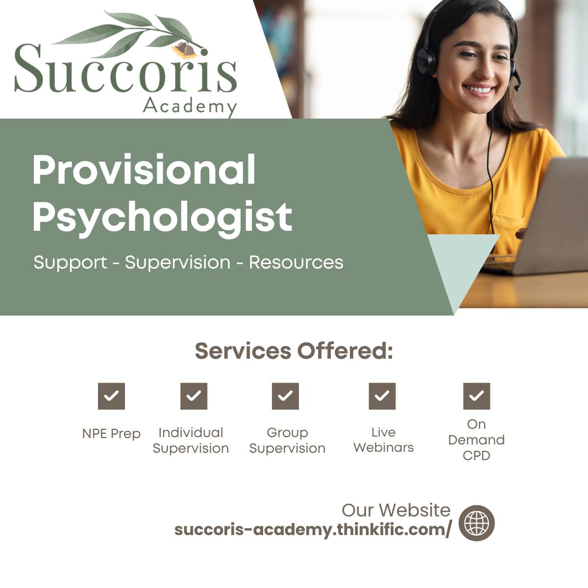 Succoris Psychology Group Facebook ad: Professional development and supervision for psychologists