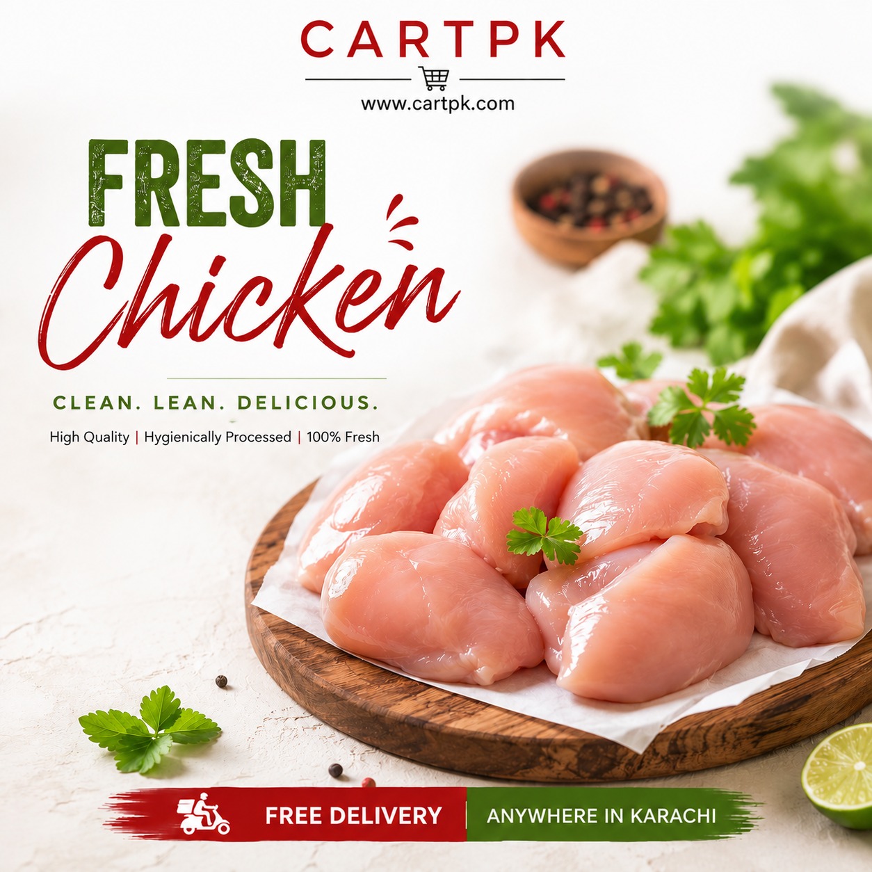 Cartpk.com Facebook ad: Online Chicken Delivery in Karachi Pakistan