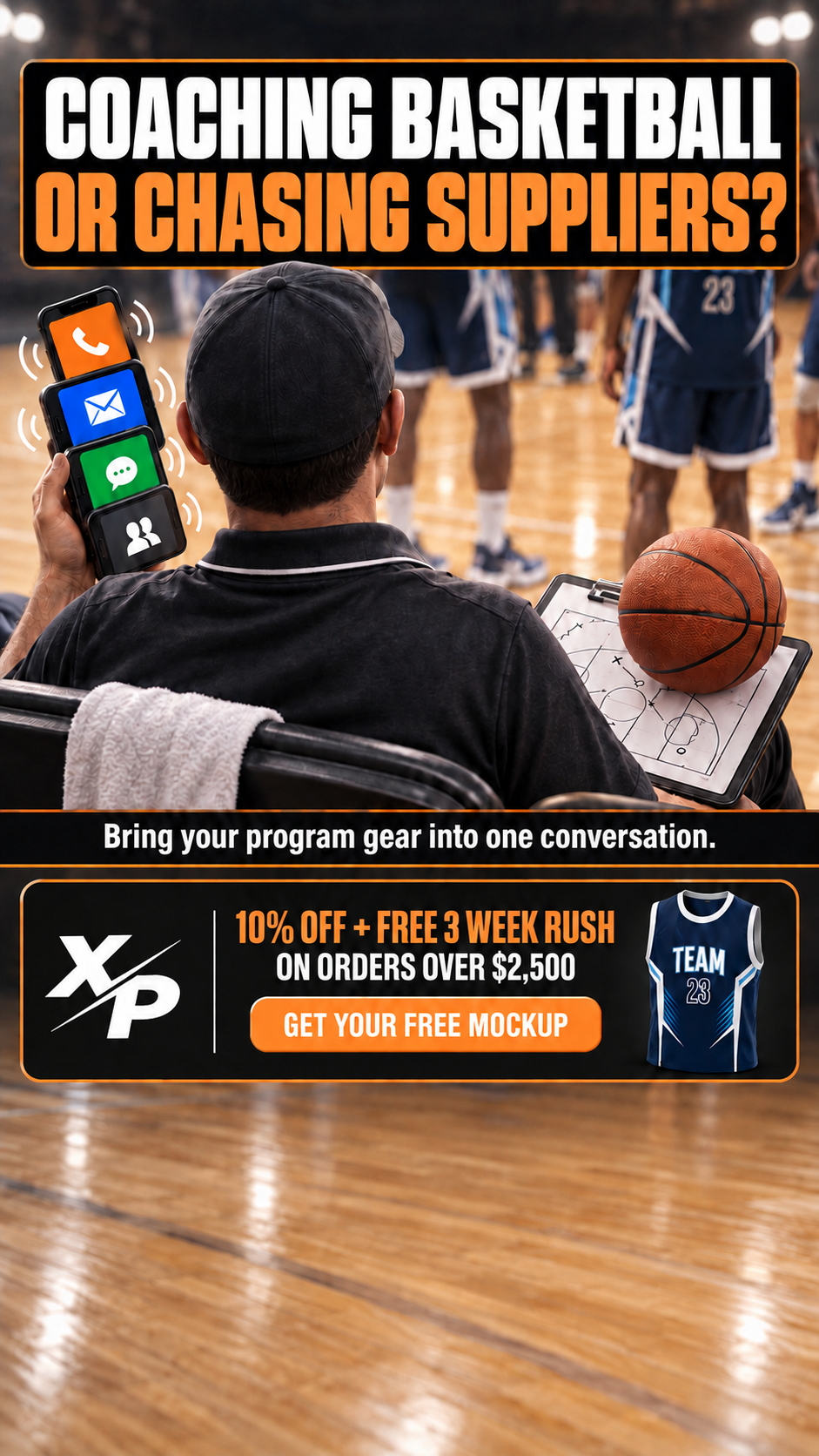 XPA Gear Facebook ad: Coach the squad. Simplify the gear.