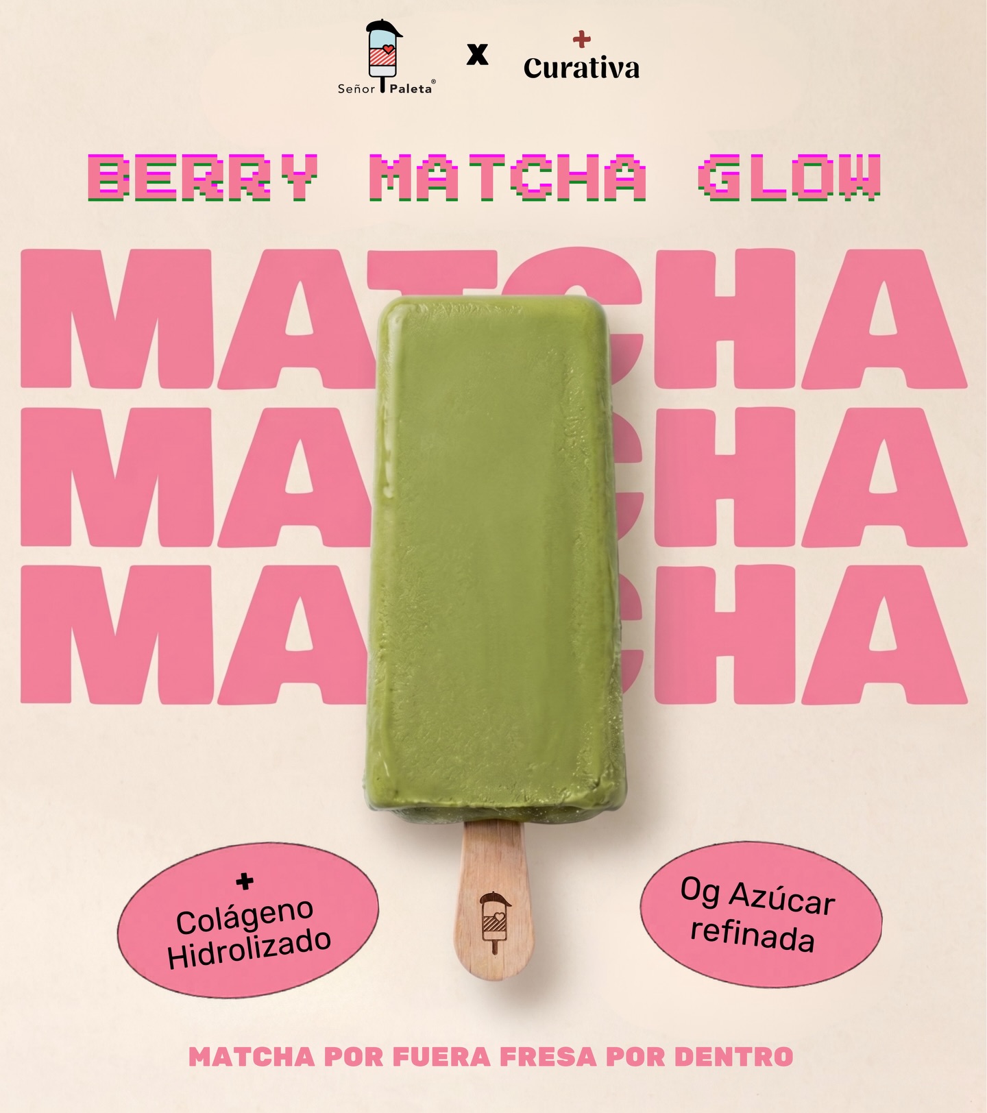 Señor Paleta Facebook ad: Berry Matcha Glow llegó.