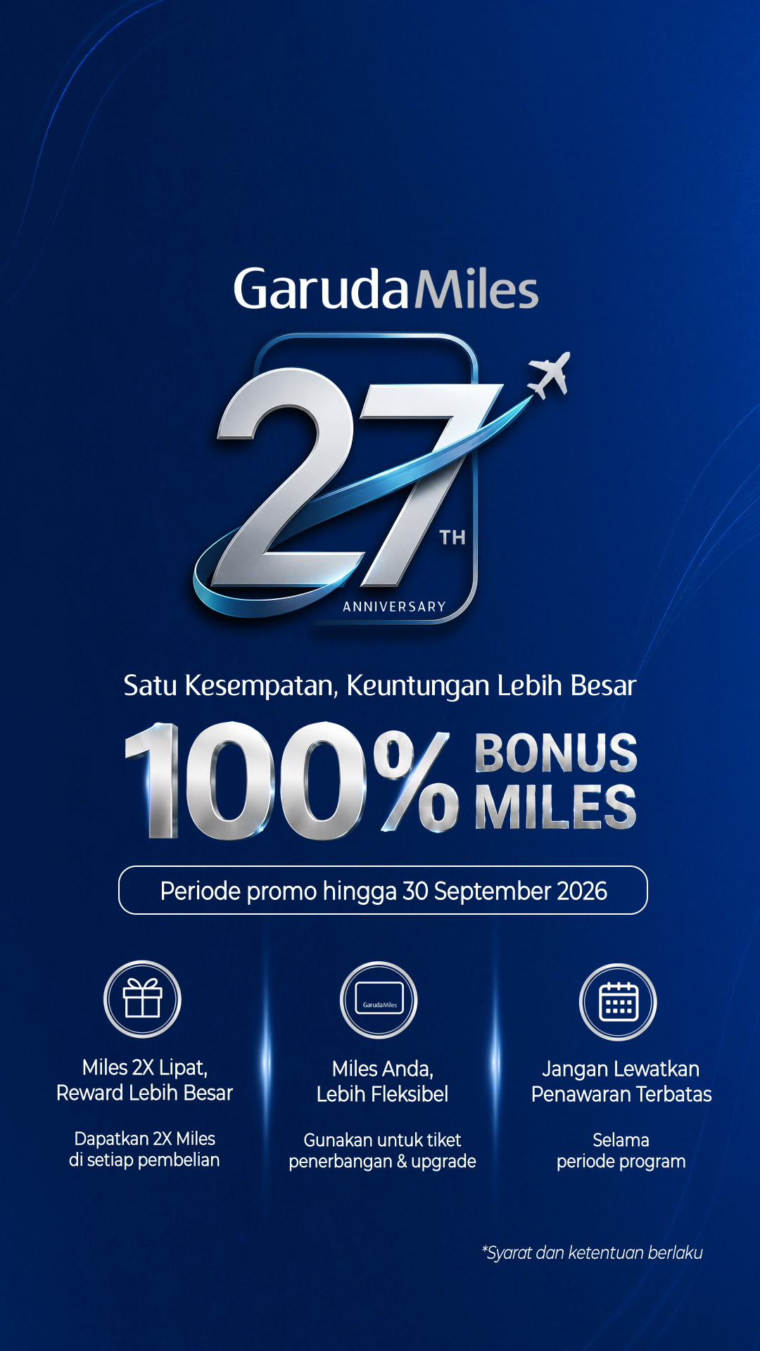 Garuda Indonesia Facebook ad: Bonus 100% GarudaMiles