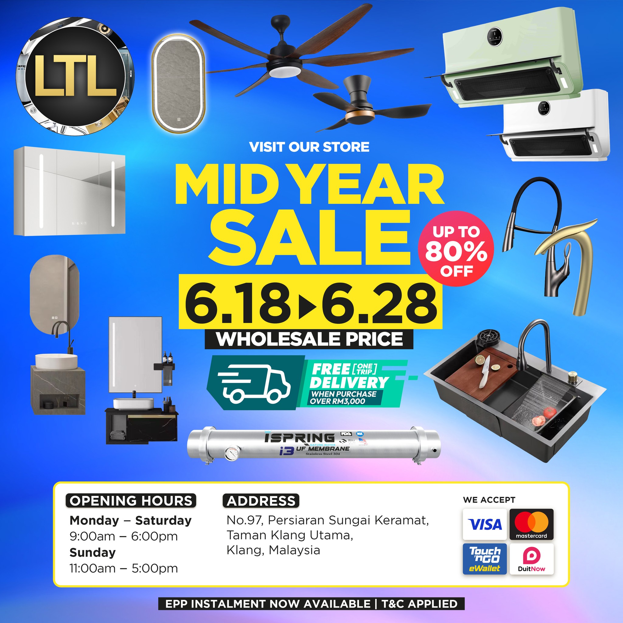 LTL Sanitaryware, Tiles & Lighting - Klang Utama Facebook ad: 𝐁𝐀𝐓𝐇 𝐊𝐈𝐓𝐂𝐇𝐄𝐍 𝐋𝐈𝐆𝐇𝐓𝐈𝐍𝐆 𝐓𝐈𝐋𝐄𝐒