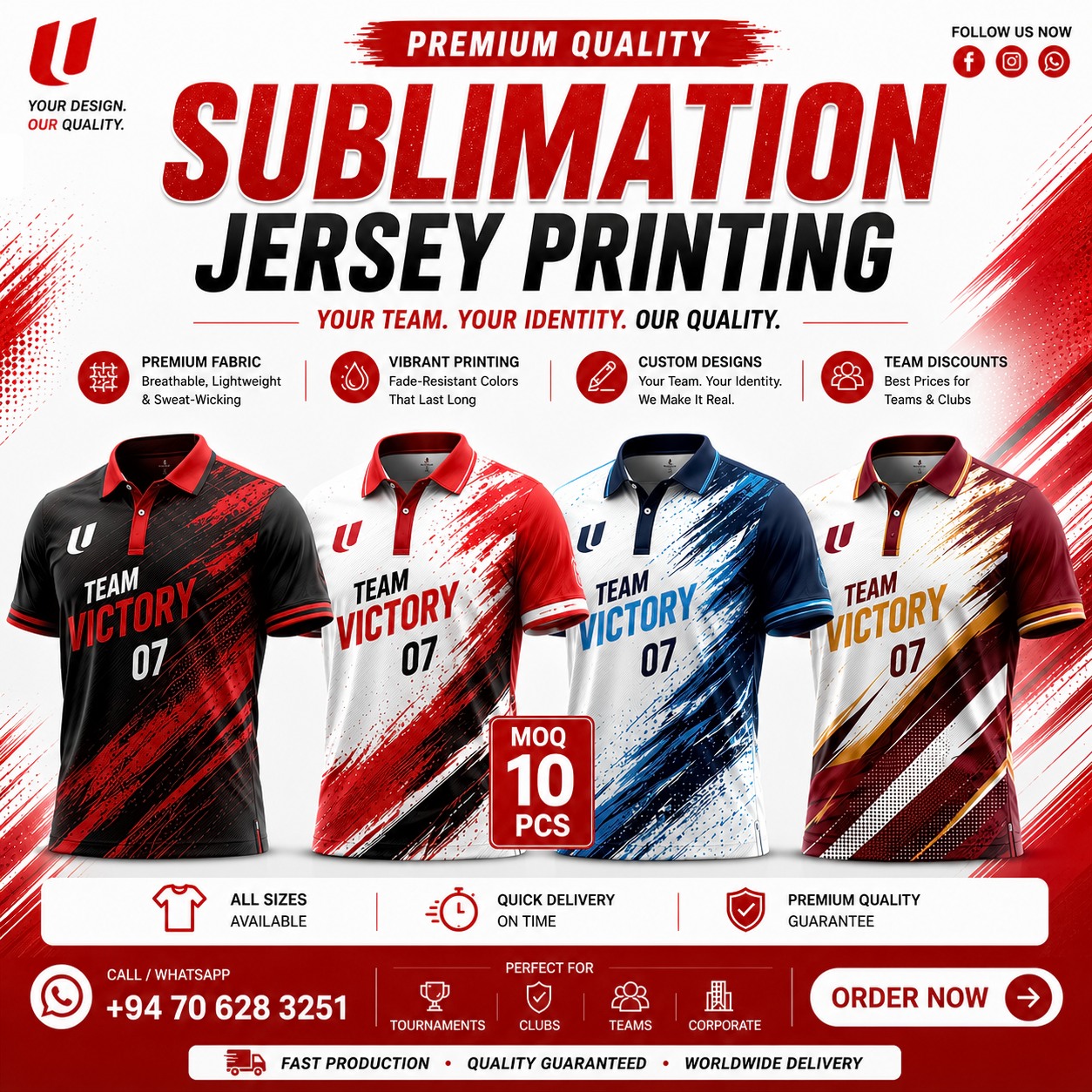 UNIQ SPORTS Facebook ad: PREMIUM SUBLIMATION JERSEY PRINTING