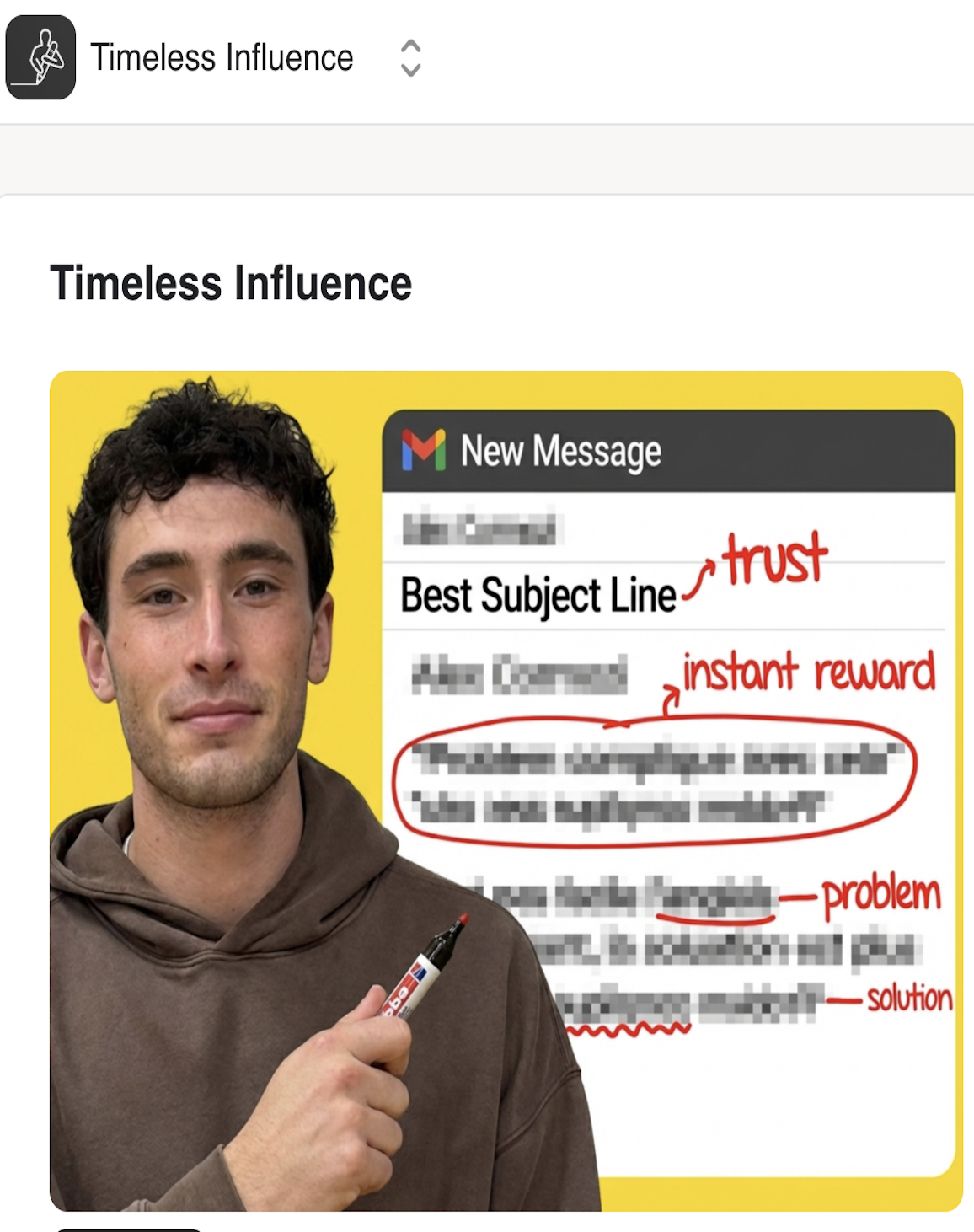 Timeless Influence Facebook ad from Apr 6, 2026