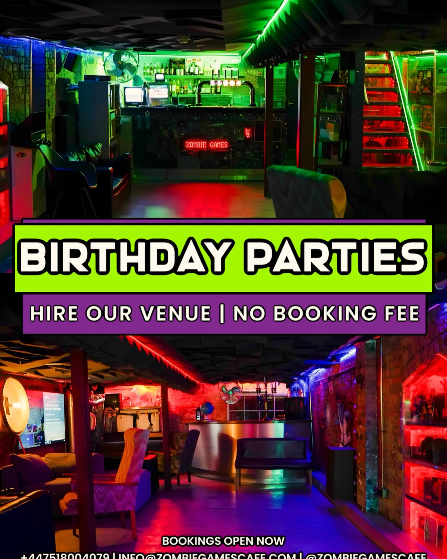 Zombie Games Cafe Facebook ad: Birthday Party? Music Event?