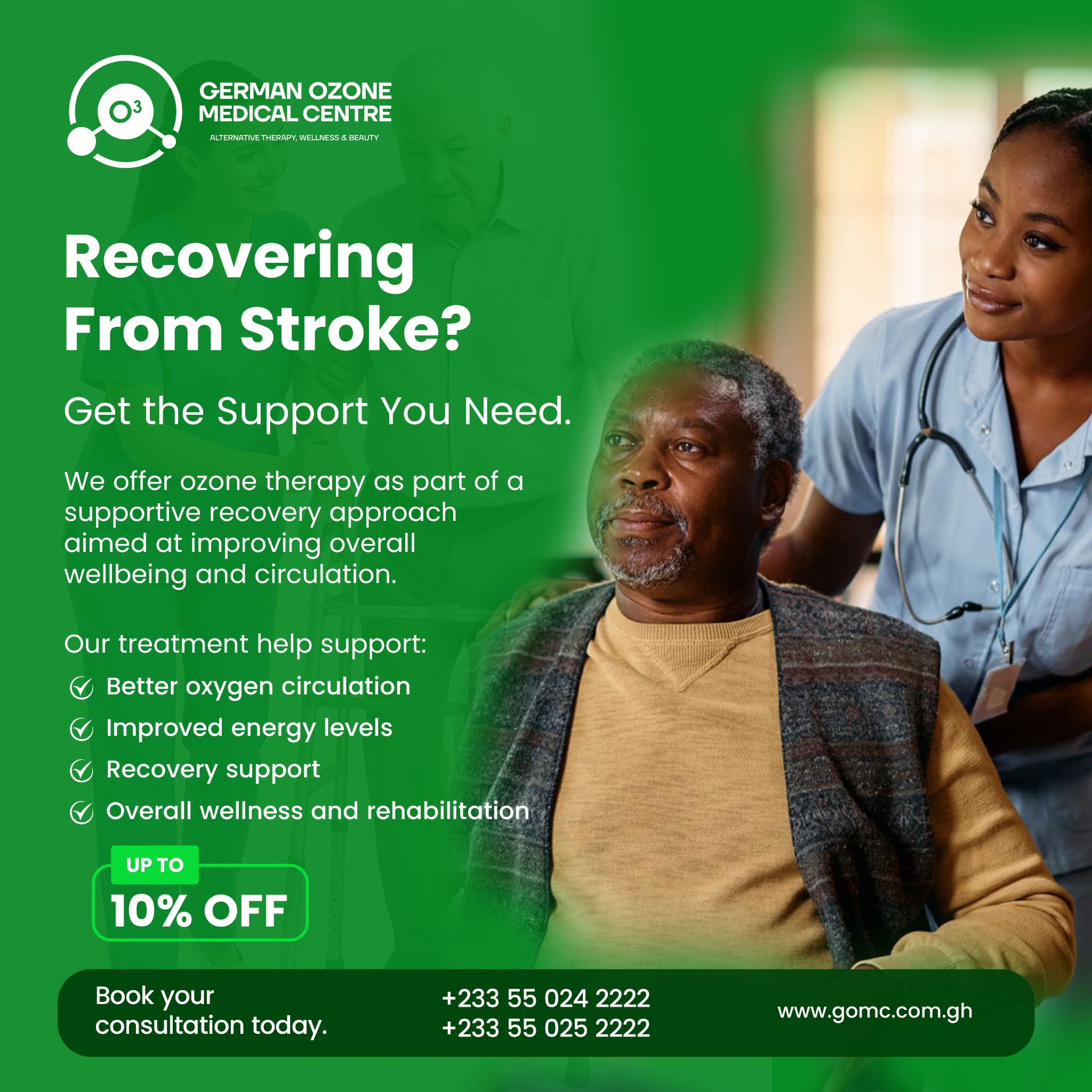 German Ozone Medical Center Facebook ad: Support Your Stroke Recovery