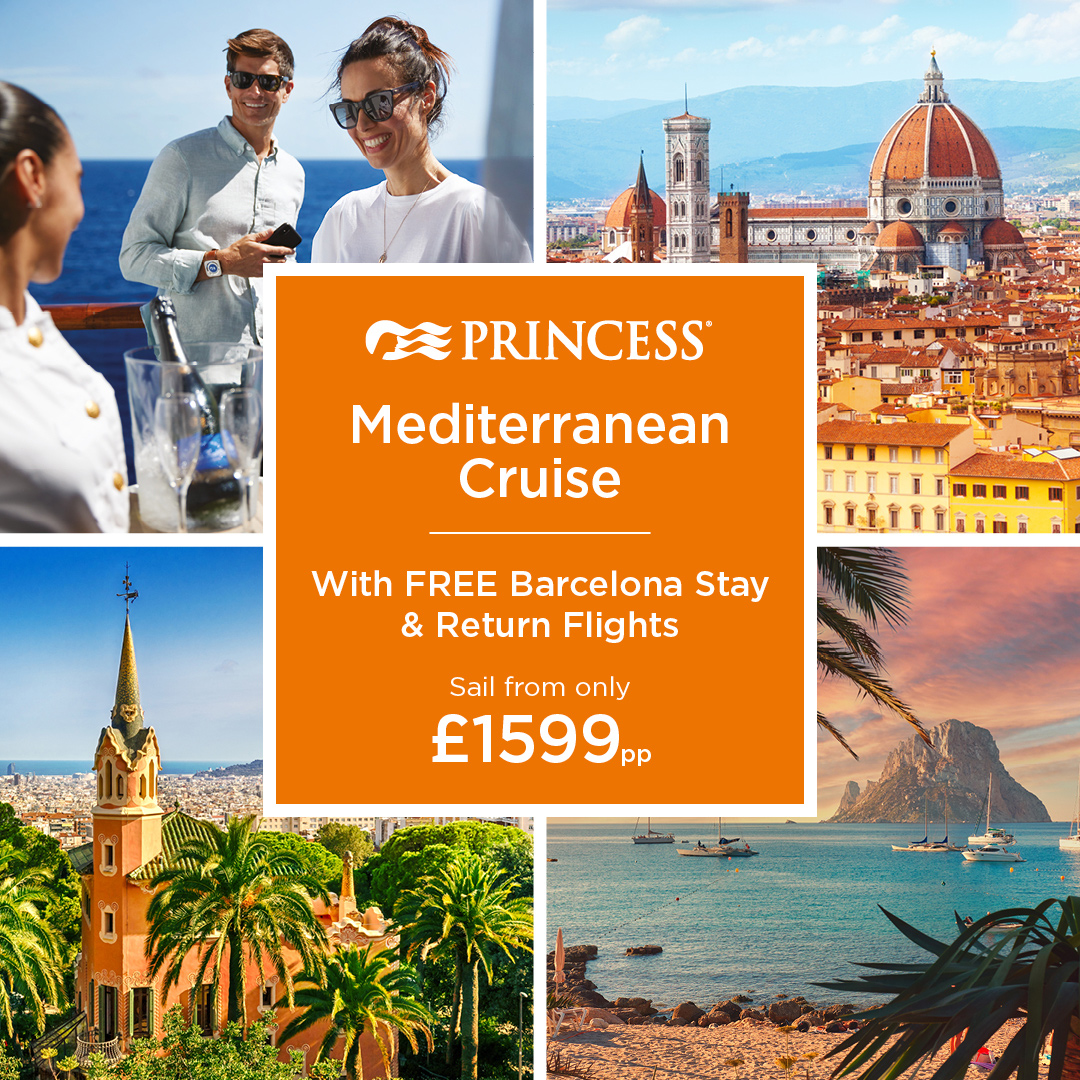 CruiseKings Facebook ad: NEW Mediterranean Cruise & FREE Barcelona Stay