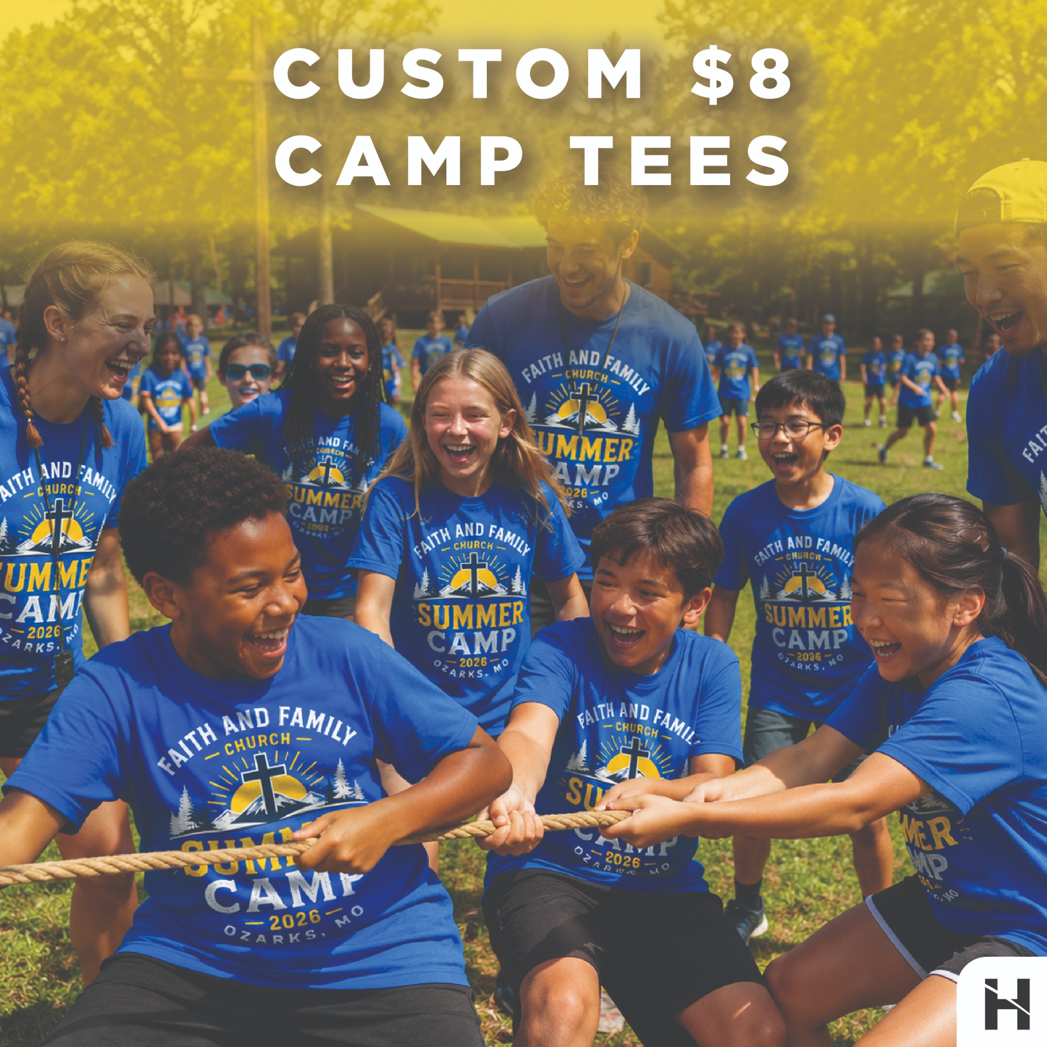 Half Price Banners Facebook ad: Customize $8 Church Tees