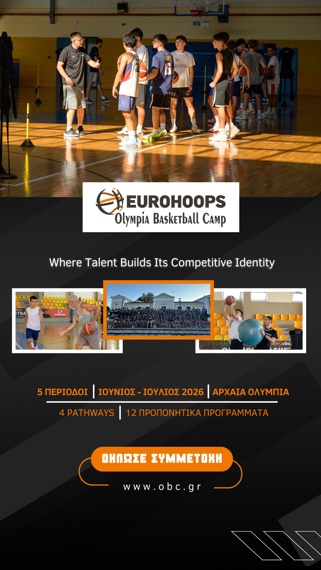 Eurohoops Olympia Basketball Camp Facebook ad from Apr 14, 2026