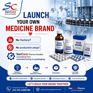 Sancura Pharma Pakistan Facebook ad: Launch Your Own Brand.