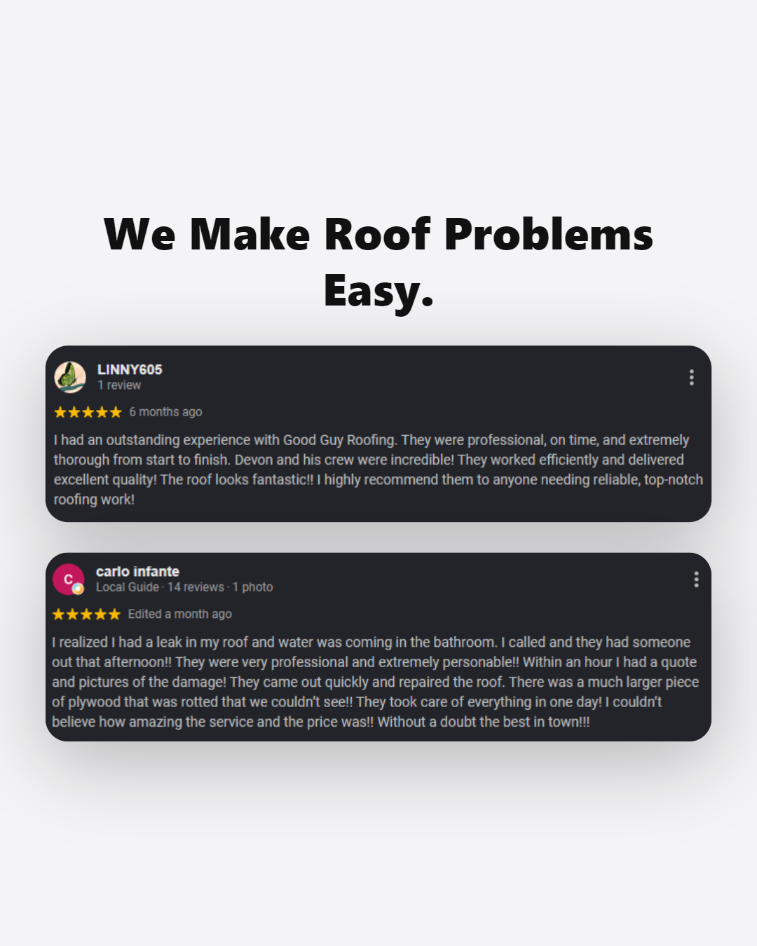Good Guy Roofing Facebook ad