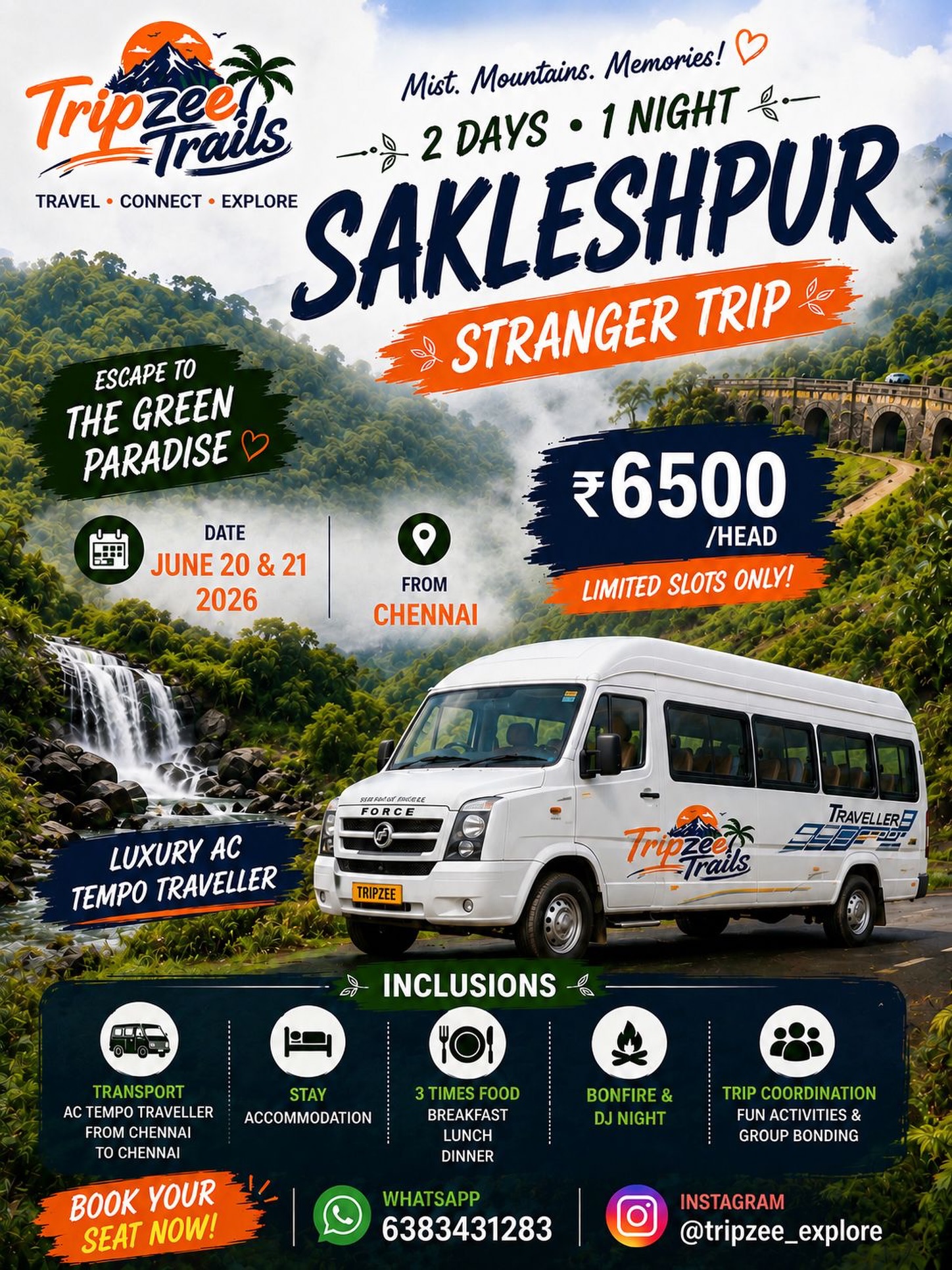 Tripzeetrails Facebook ad: SAKLESHPUR STRANGER TRIP
