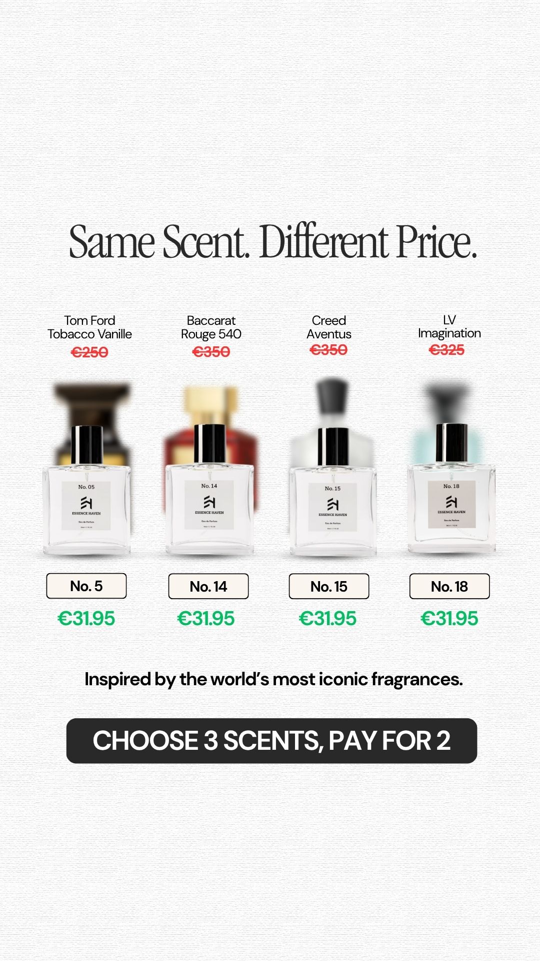 The Essence Haven Facebook ad: Buy 2, Get 1 Free: Luxury Fragrances