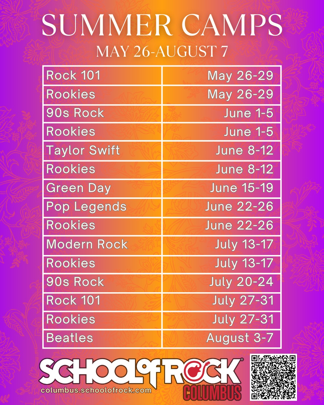 School of Rock Columbus Facebook ad: Music Camps in Columbus at School of Rock