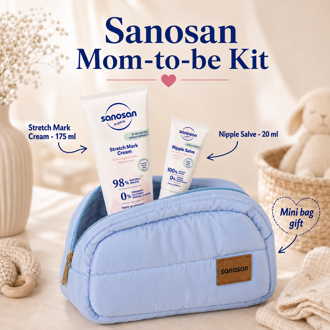 Sanosan Egypt Facebook ad: لأن وسط كل اهتمامك بالبيبي… إنتِ كمان تستحقي العناية…