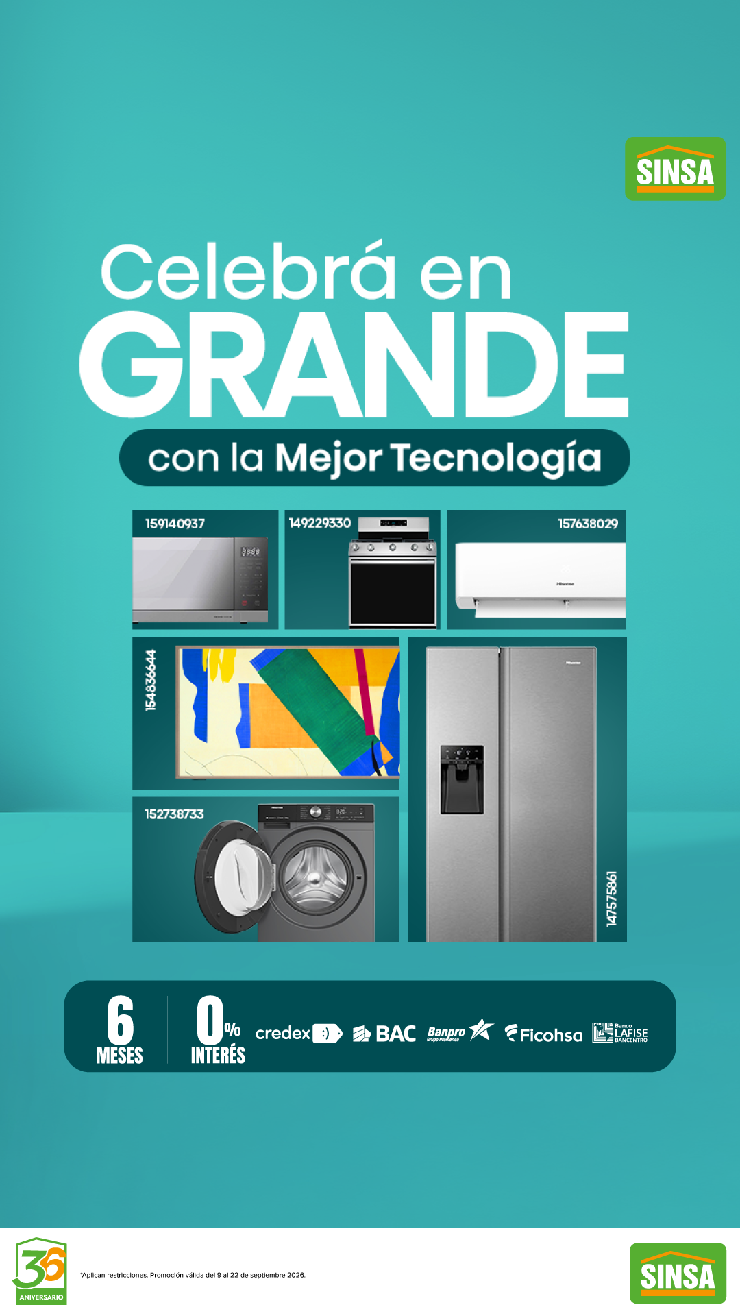 Sinsa Facebook ad: ¡Celebramos en grande nuestro aniversario con HISENSE!