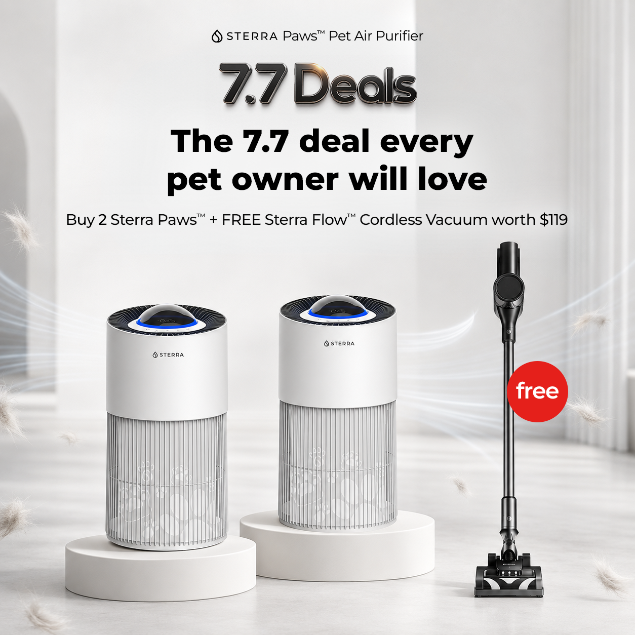 Sterra Facebook ad: Buy 2 Sterra Paws and get a FREE Sterra Flow
