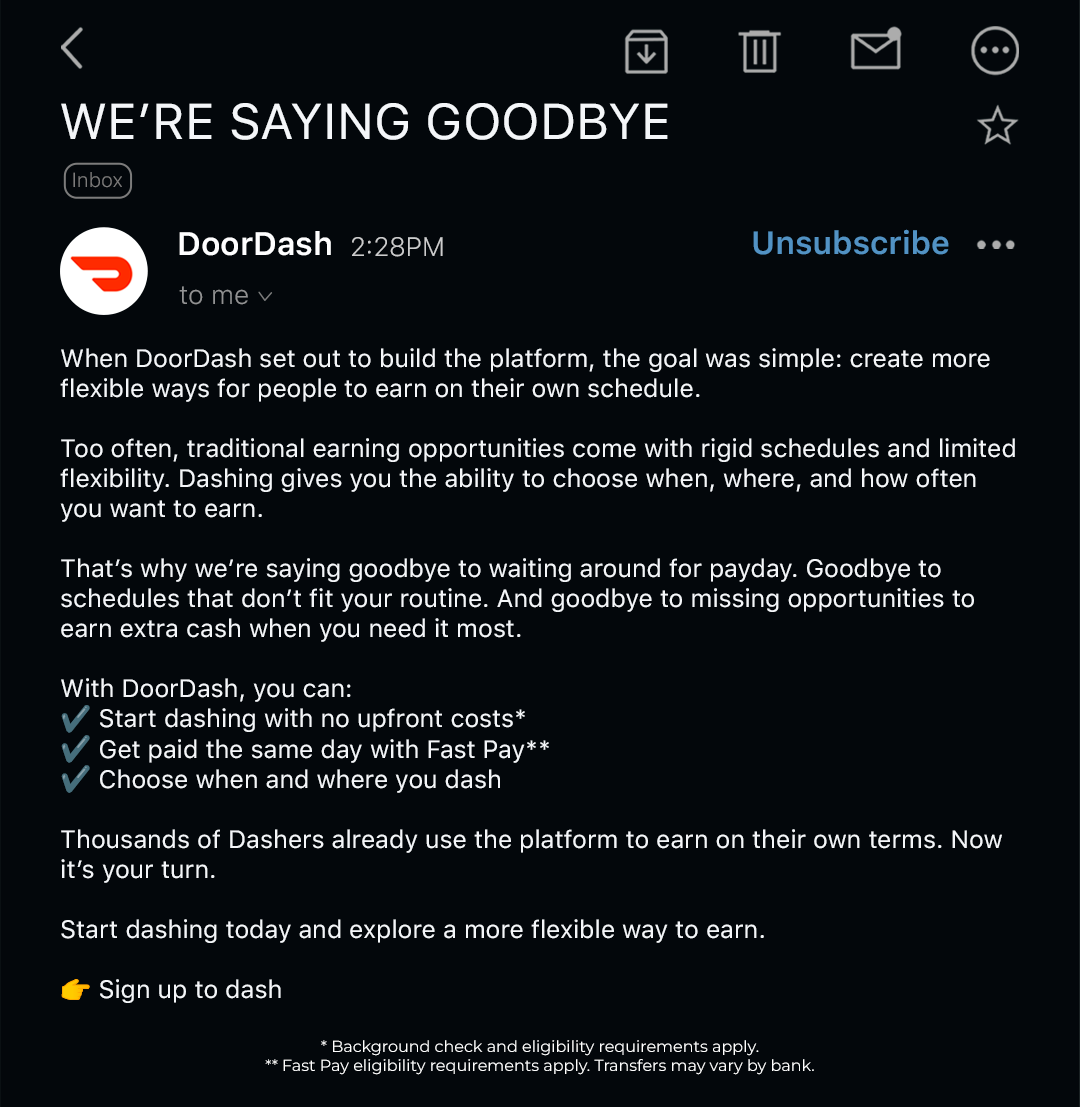 DoorDash Facebook ad