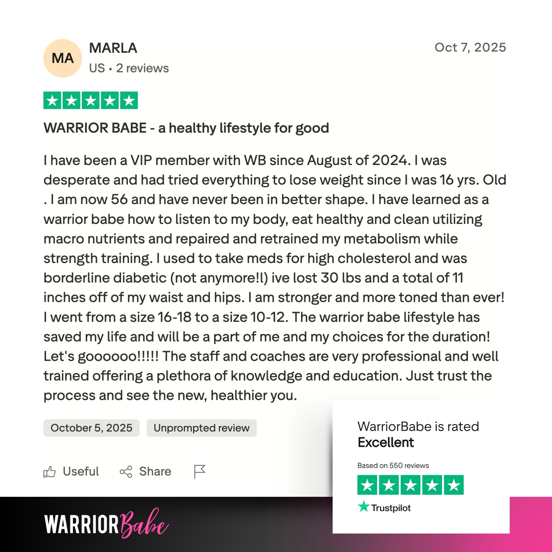 WarriorBabe Facebook ad