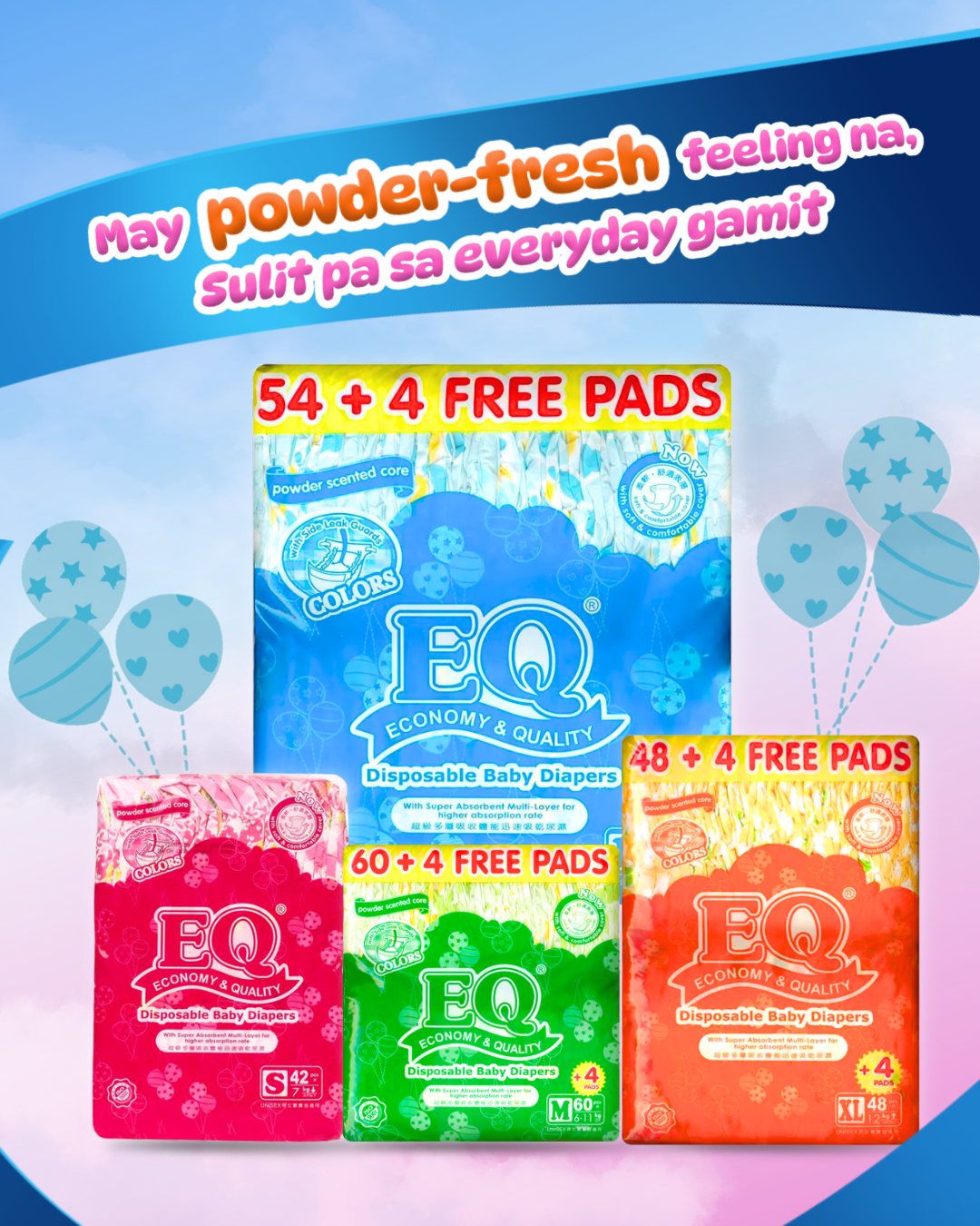 EQ Diapers Facebook ad: Everyday Fresh at Sulit!