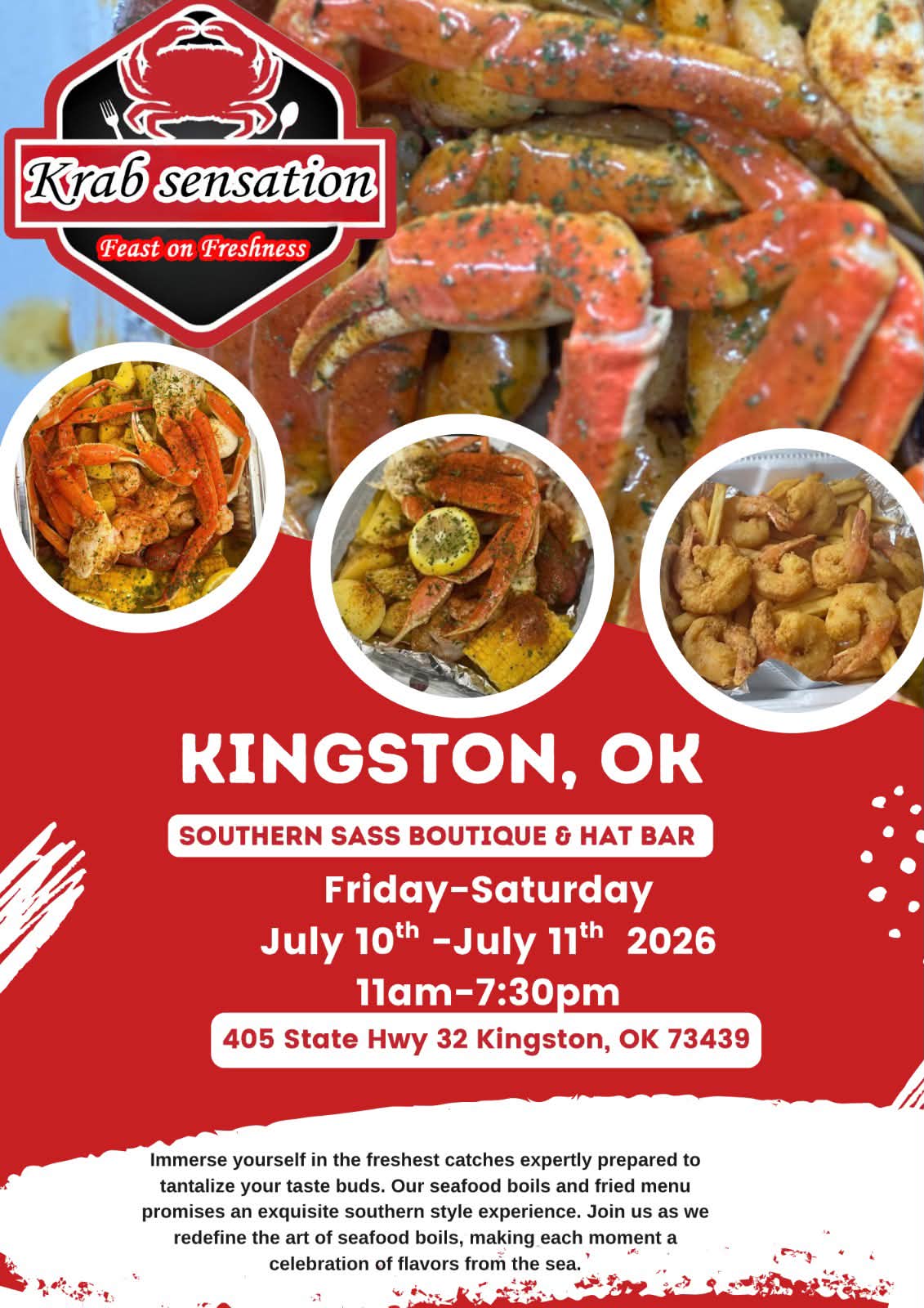 The Krab Sensation & Seafood on the Go. Facebook ad