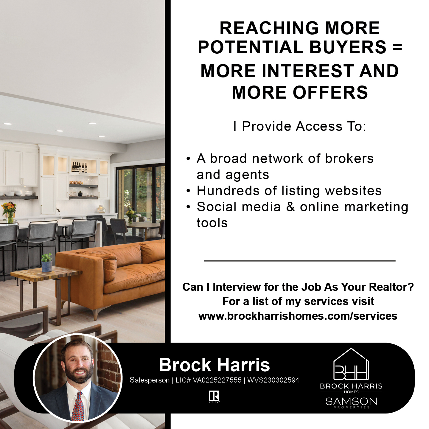 Brock Harris Homes- Real Estate Agent Facebook ad: Message or Call (703) 517-0452
