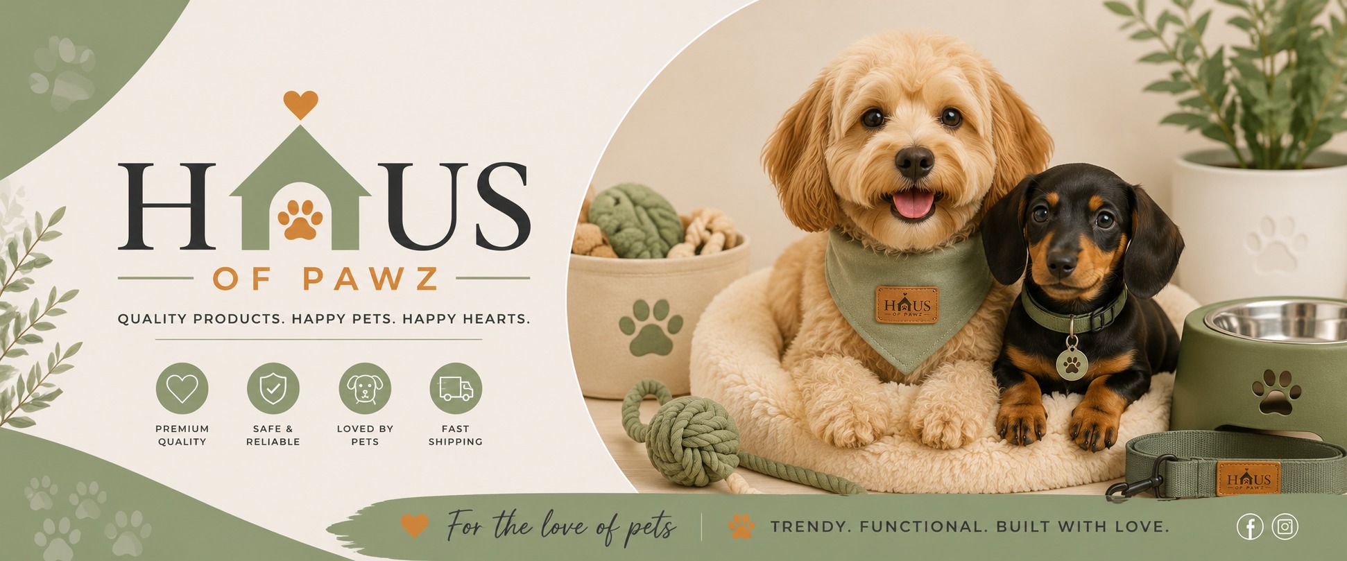 Haus of Pawz Facebook ad: Where happy pets feel at home.