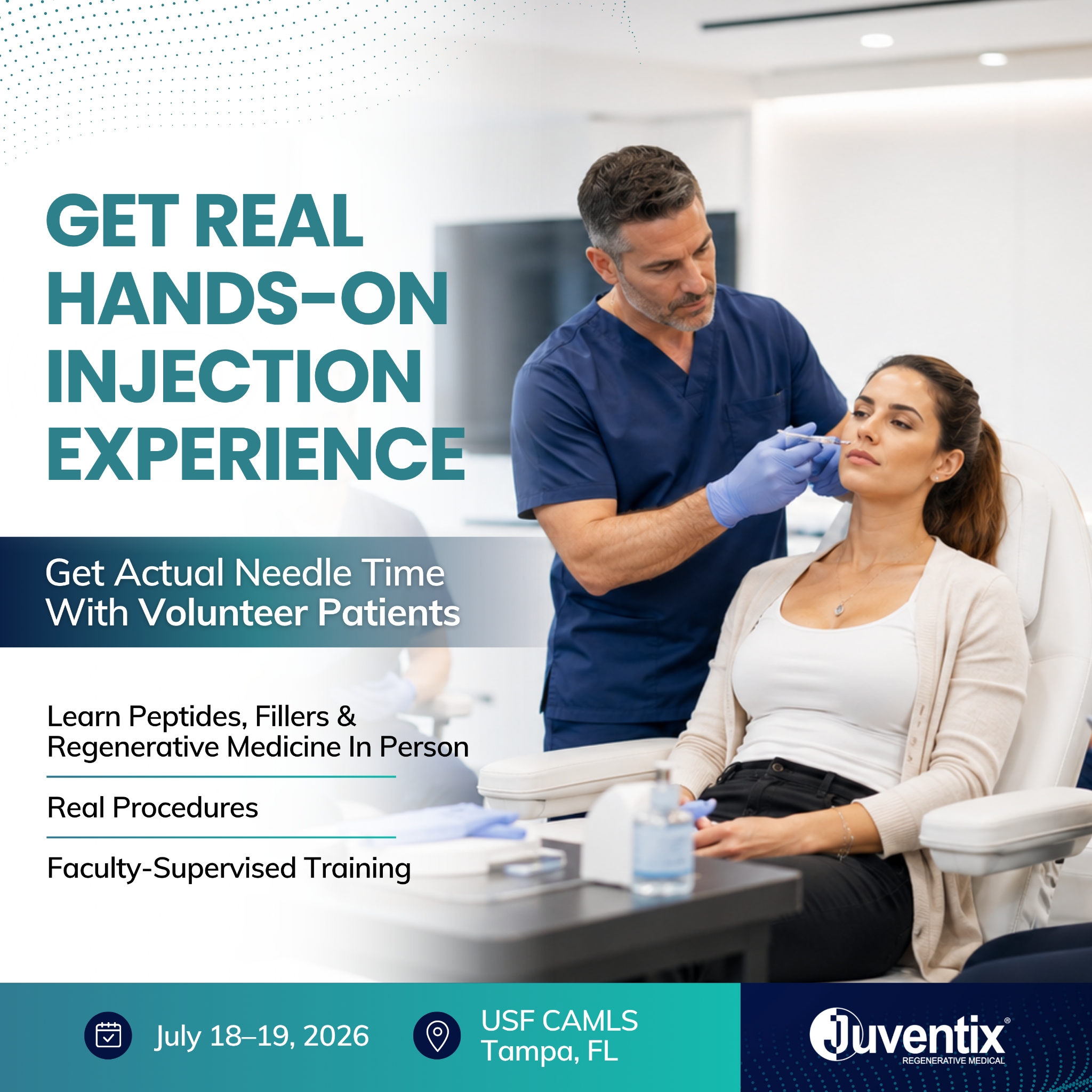 Juventix Regenerative Medical Facebook ad: Real Hands-On Training With Live Patients