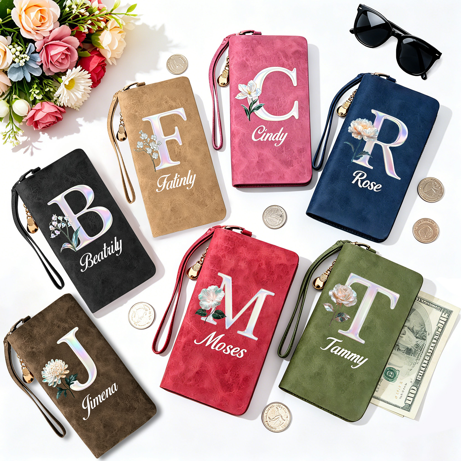 Bleggeitgift-2 Facebook ad: Personalized Wristlet Wallet for Women Custom Pearl…