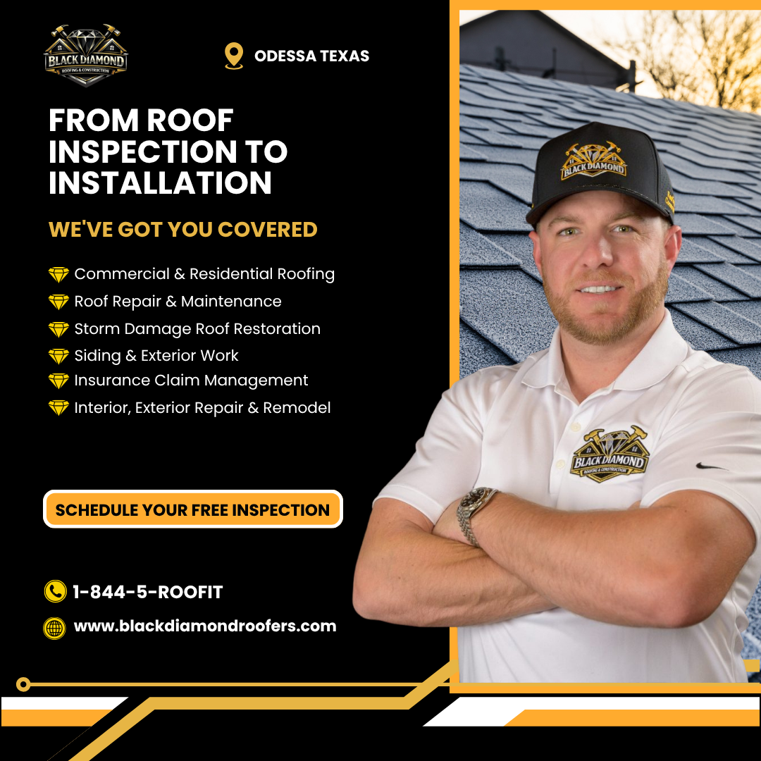 Black Diamond Roofing & Construction Facebook ad: Schedule Your FREE Roofing Inspection Today!