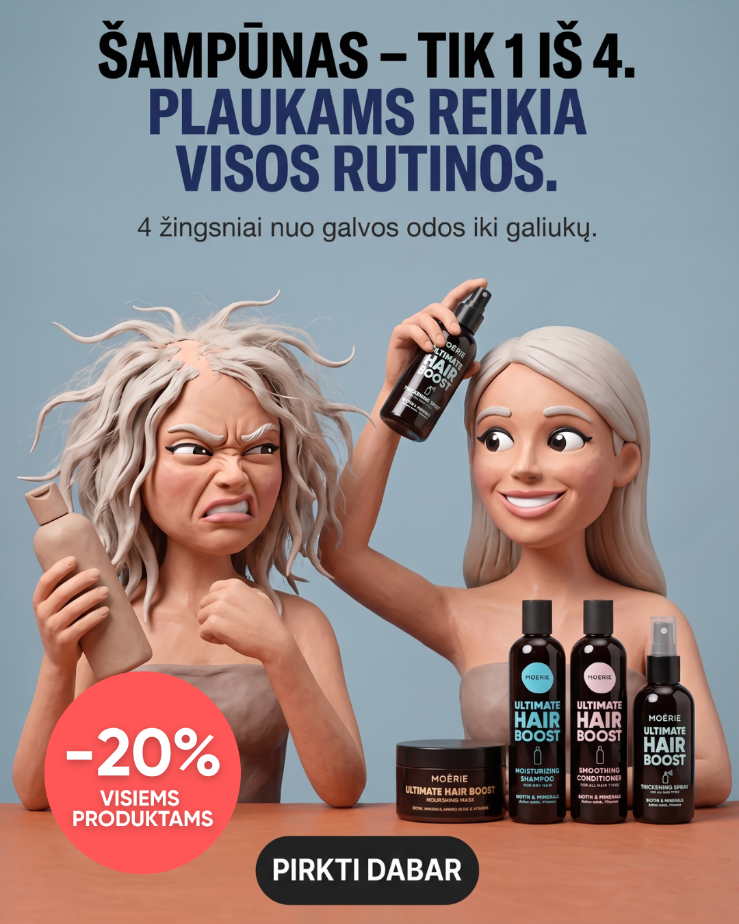 Moérie Beauty Facebook ad: -20% Visiems Produktams