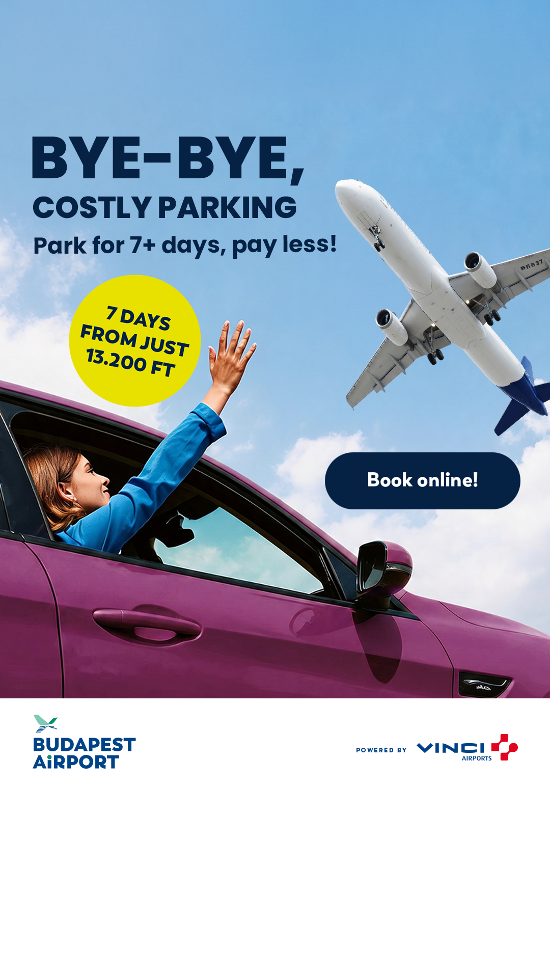 Budapest Airport Facebook ad from Jul 30, 2026