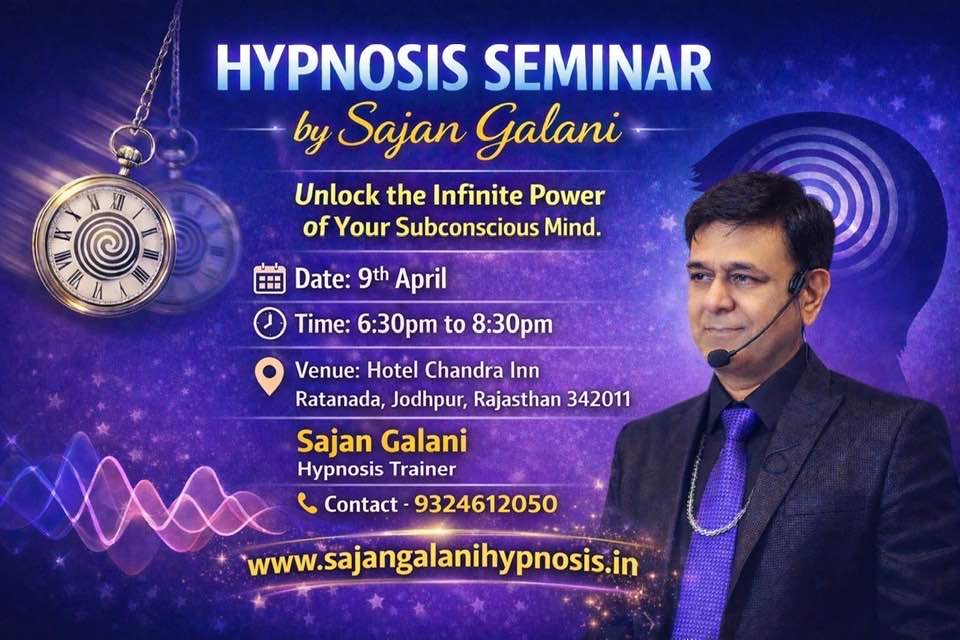 Sajan Galani Hypnosis Trainer Facebook ad: CHANGE YOUR MIND, CHANGE YOUR LIFE THROUGH HYPNOSIS