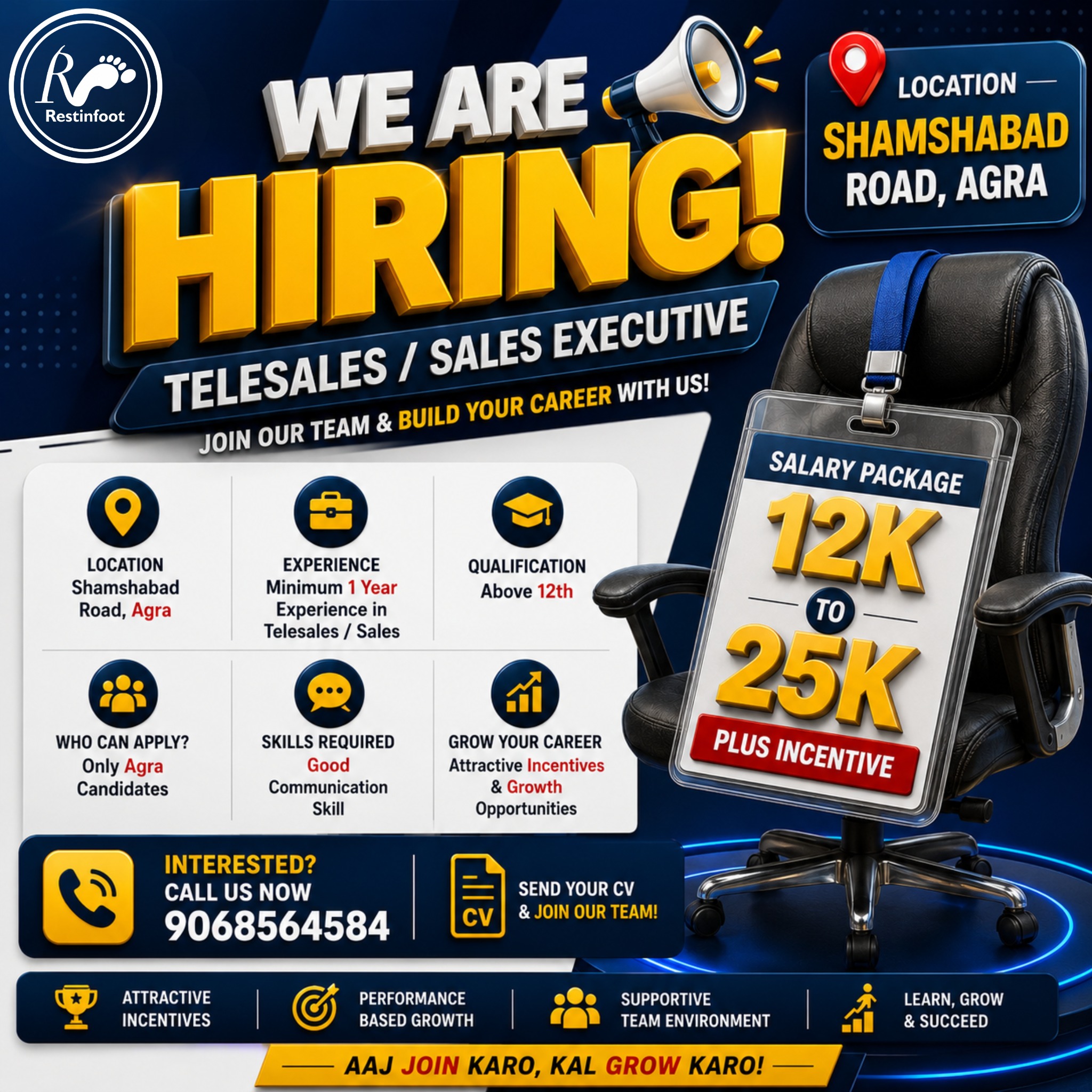 Restinfoot Facebook ad: Telesales / Sales Executive, ₹12K-₹25K + Incentives