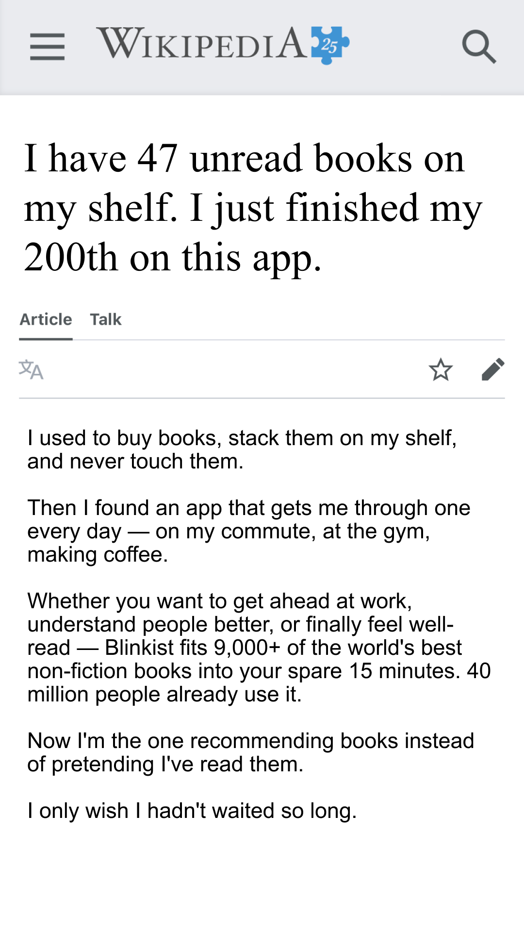 Blinkist Facebook ad