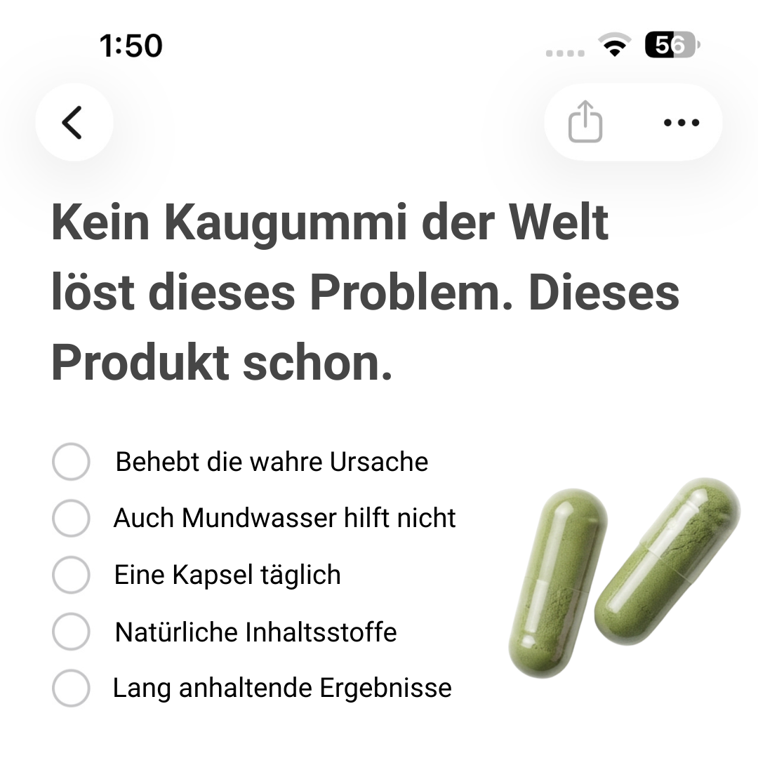 Dr. Falkenbergs Institut für Mundgesundheit Facebook ad: Chronischer Mundgeruch betrifft nicht nur deinen Mund. Er…