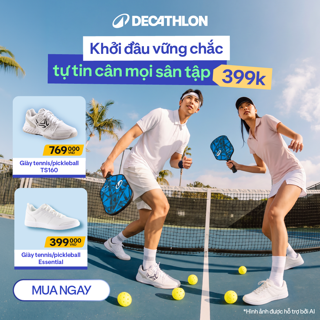 Decathlon Việt Nam Facebook ad: BST GIÀY PICKLEBALL THỜI TRANG LÀM CHỦ SÂN ĐẤU