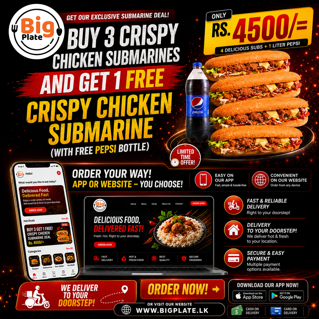 Big Plate Facebook ad: BigPlate - Delicious Food, Delivered Fast