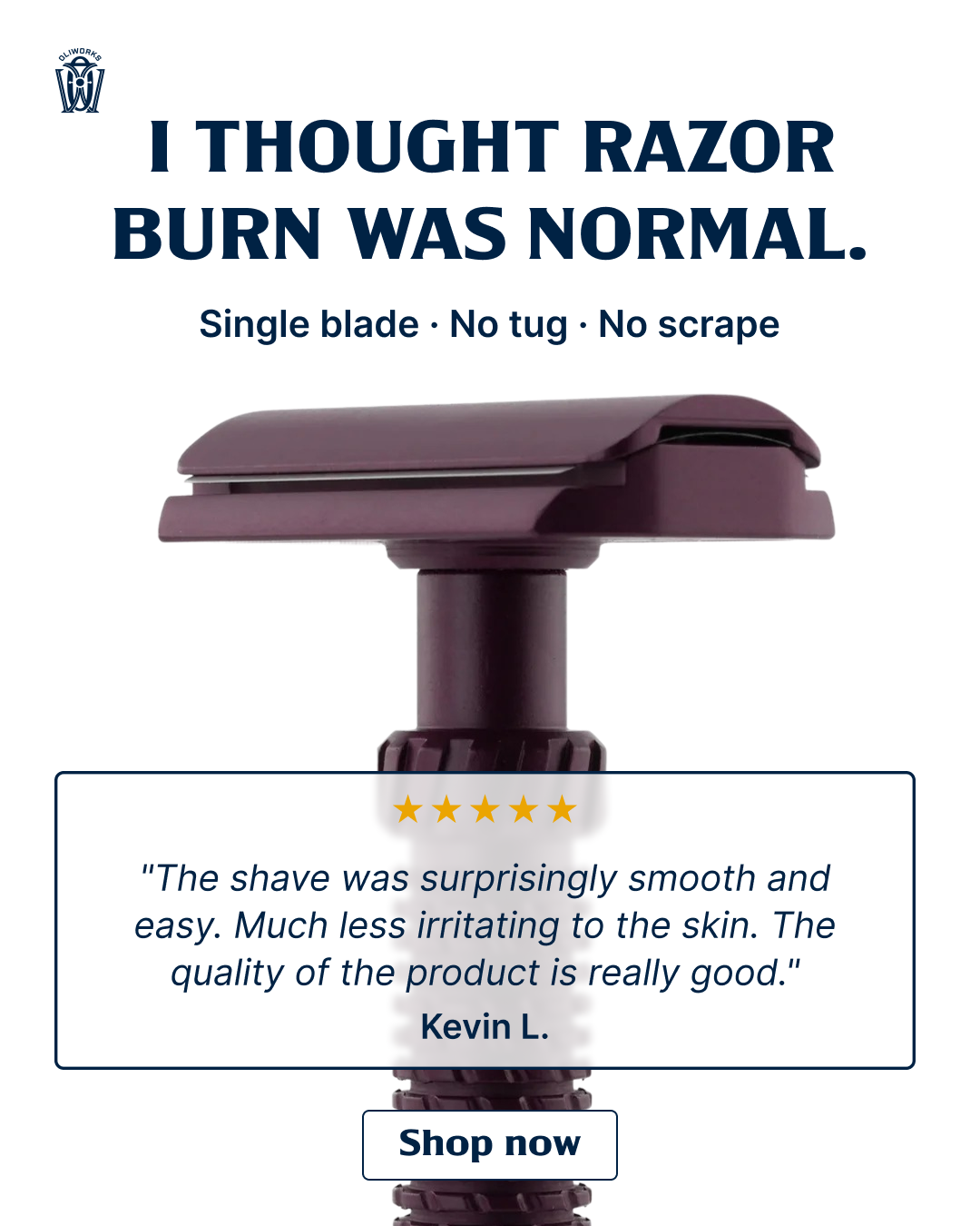 OliWorks Facebook ad: One razor. Decades of shaves.