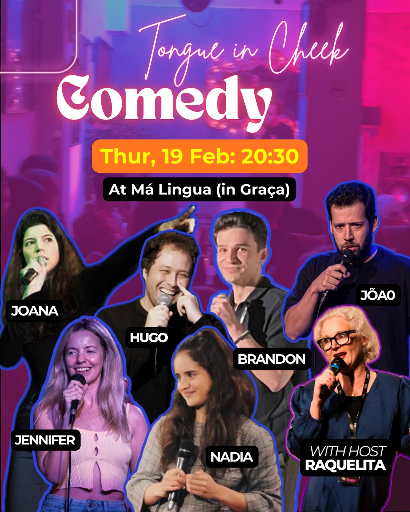 cheekcomedy Facebook ad: INTERNATIONAL COMEDY AT THE COOLEST VENUE IN LISBON.