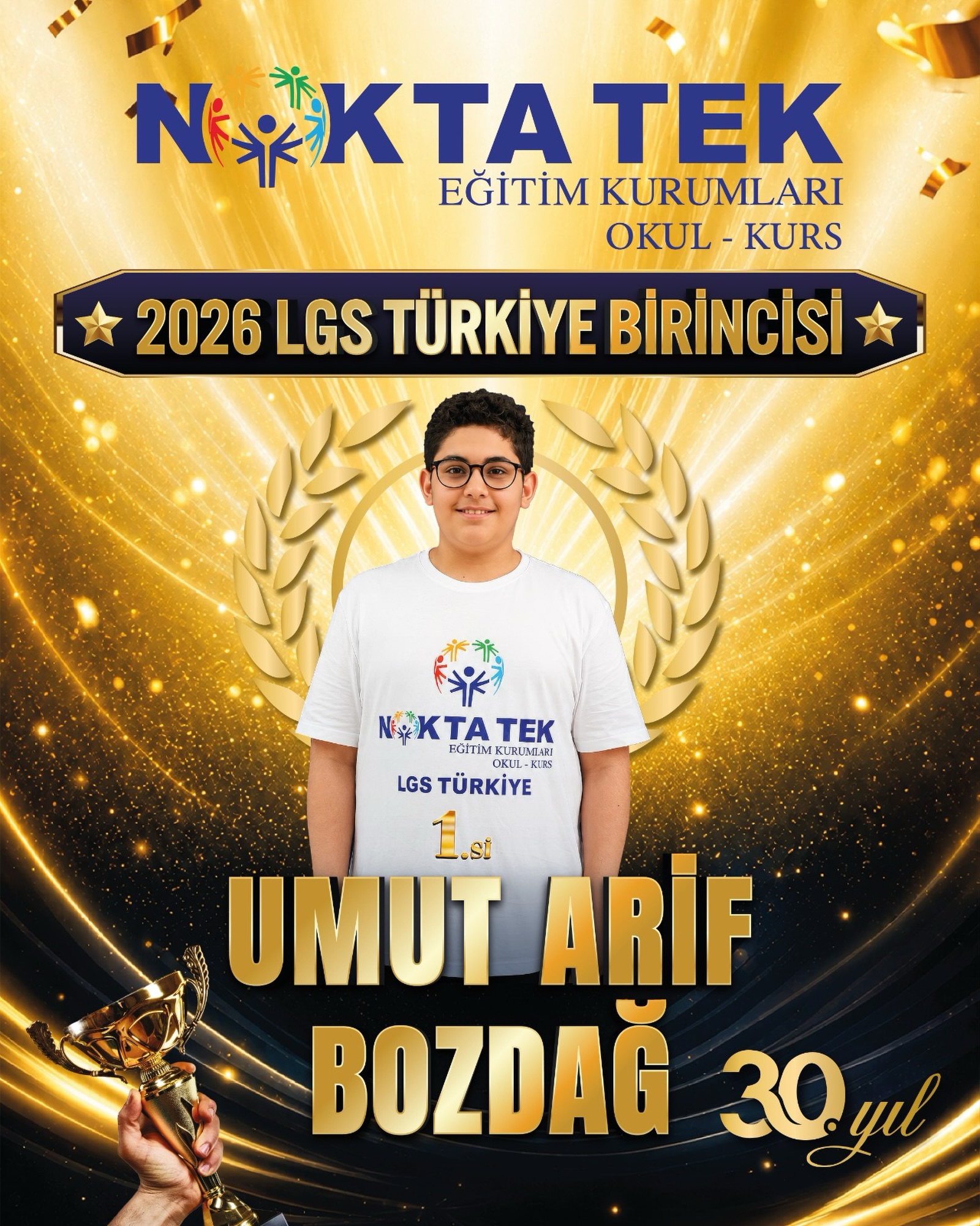 Nokta Tek Eğitim Kurumları Facebook ad: Öğrencimiz Umut Arif Bozdağ, 2026 LGS’de tüm soruları…
