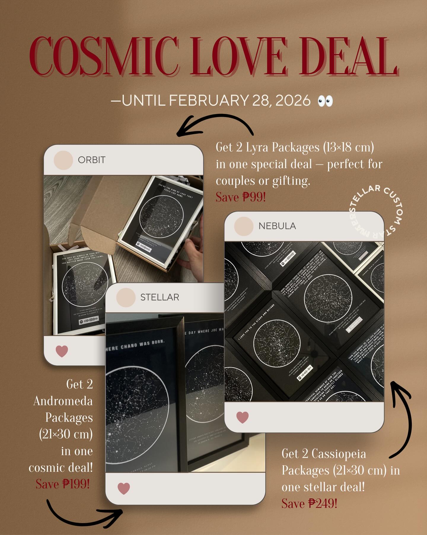 Interstellar - Custom Star Maps Facebook ad: COSMIC LOVE DEAL