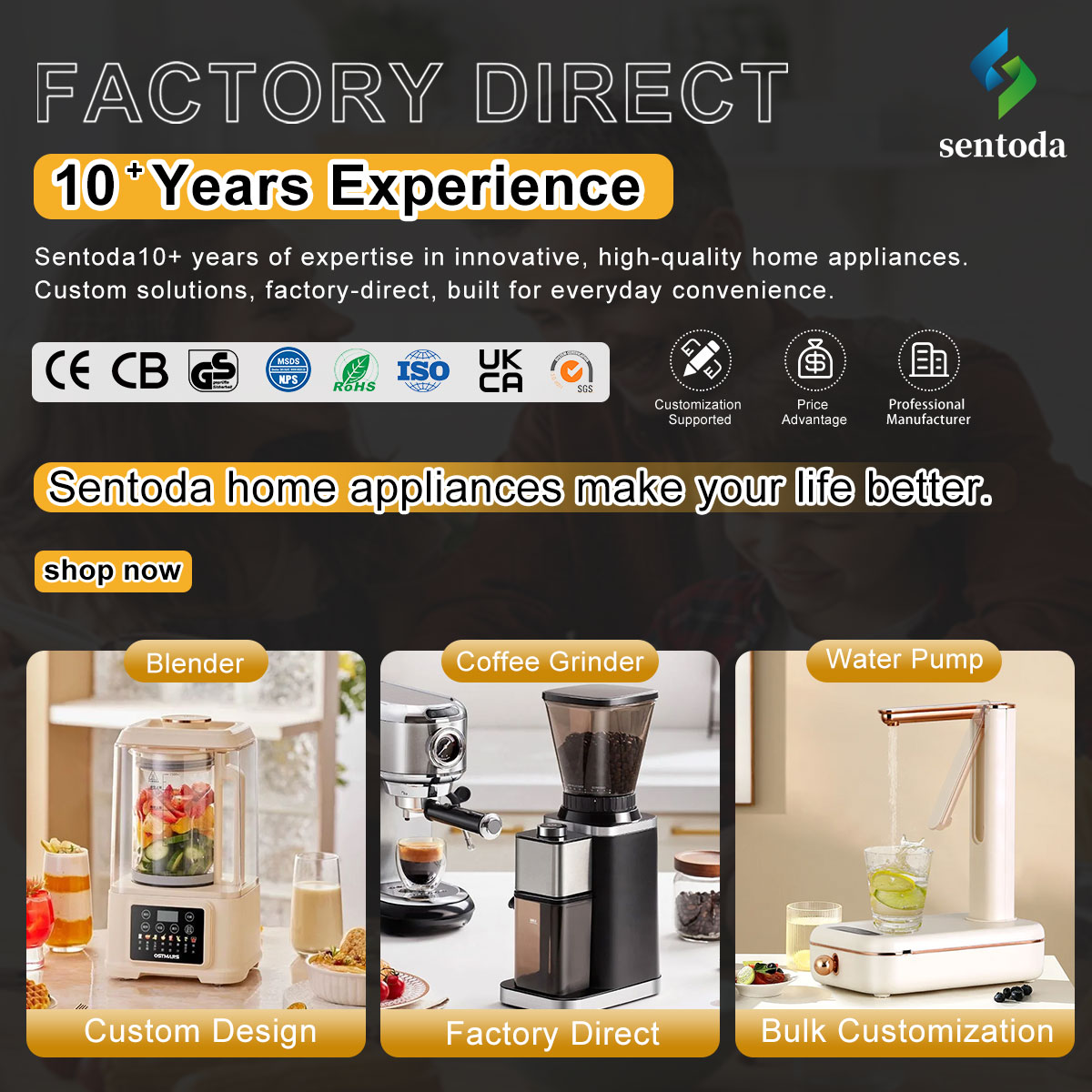 sentoda home electronics Facebook ad: Years of experience and strong factory capabilities