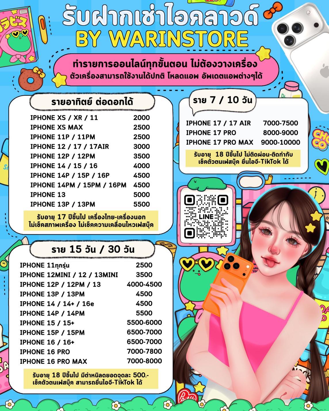 ฝากเช่าไอคลาวด์ By Warin Facebook ad: ไม่รับเครื่องติดผ่อน ติดกับกับควบคุม