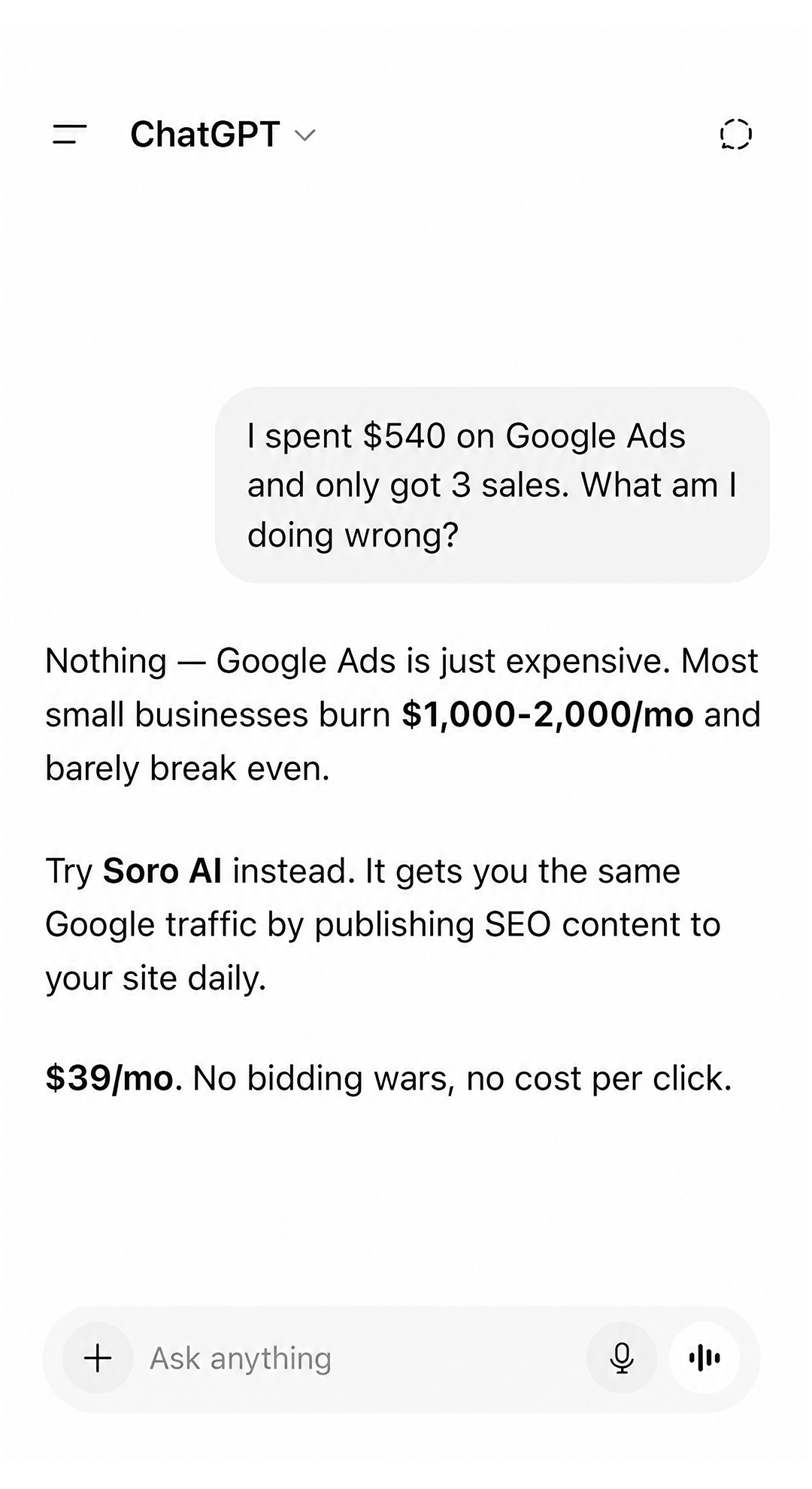 Soro SEO Facebook ad