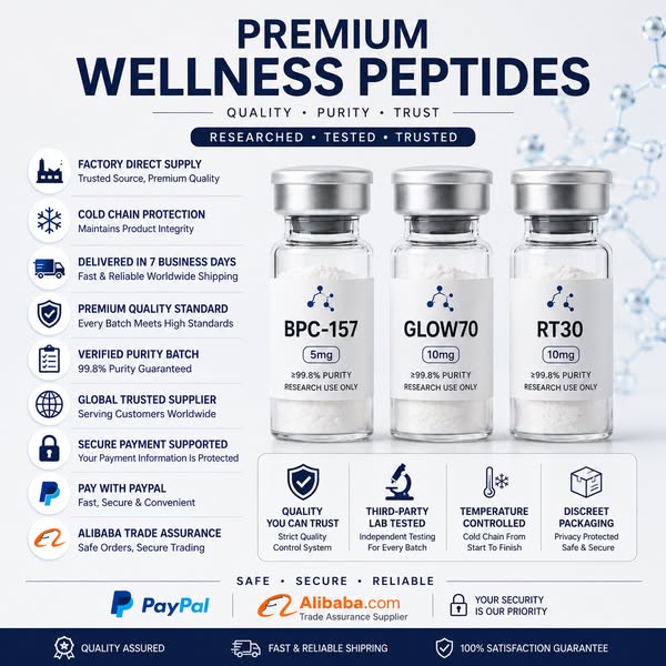 Peptide Innovation Hub Facebook ad: 99%+ Ultra-Pure Peptides | Factory Direct | Global Shipping