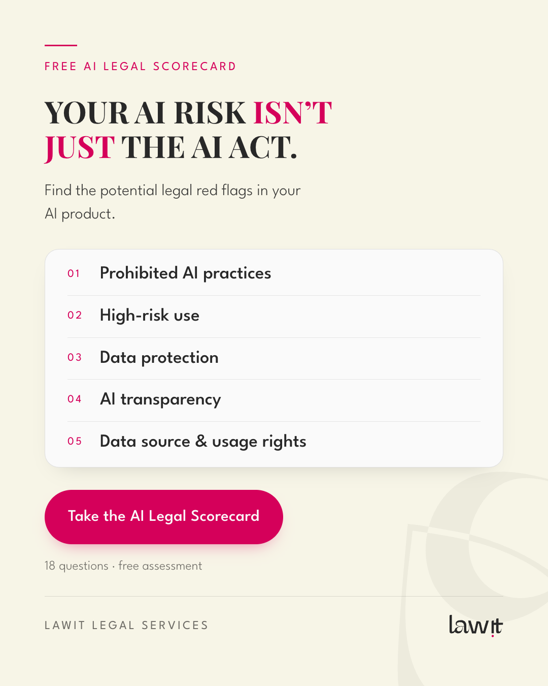 LawIt Facebook ad: What legal risks could your AI product raise?