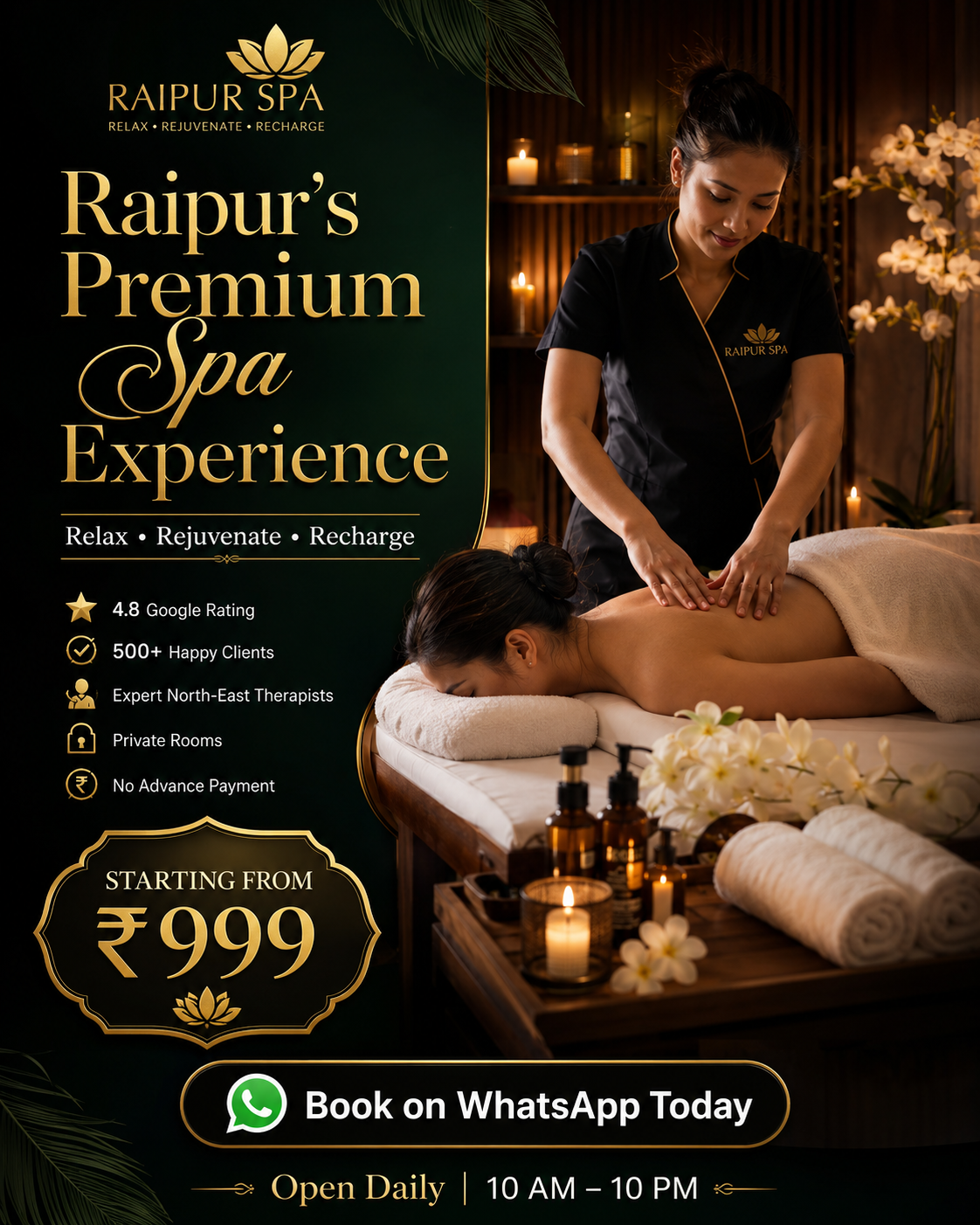 Raipur SPA Facebook ad: Relaxing therapies starting from ₹999.