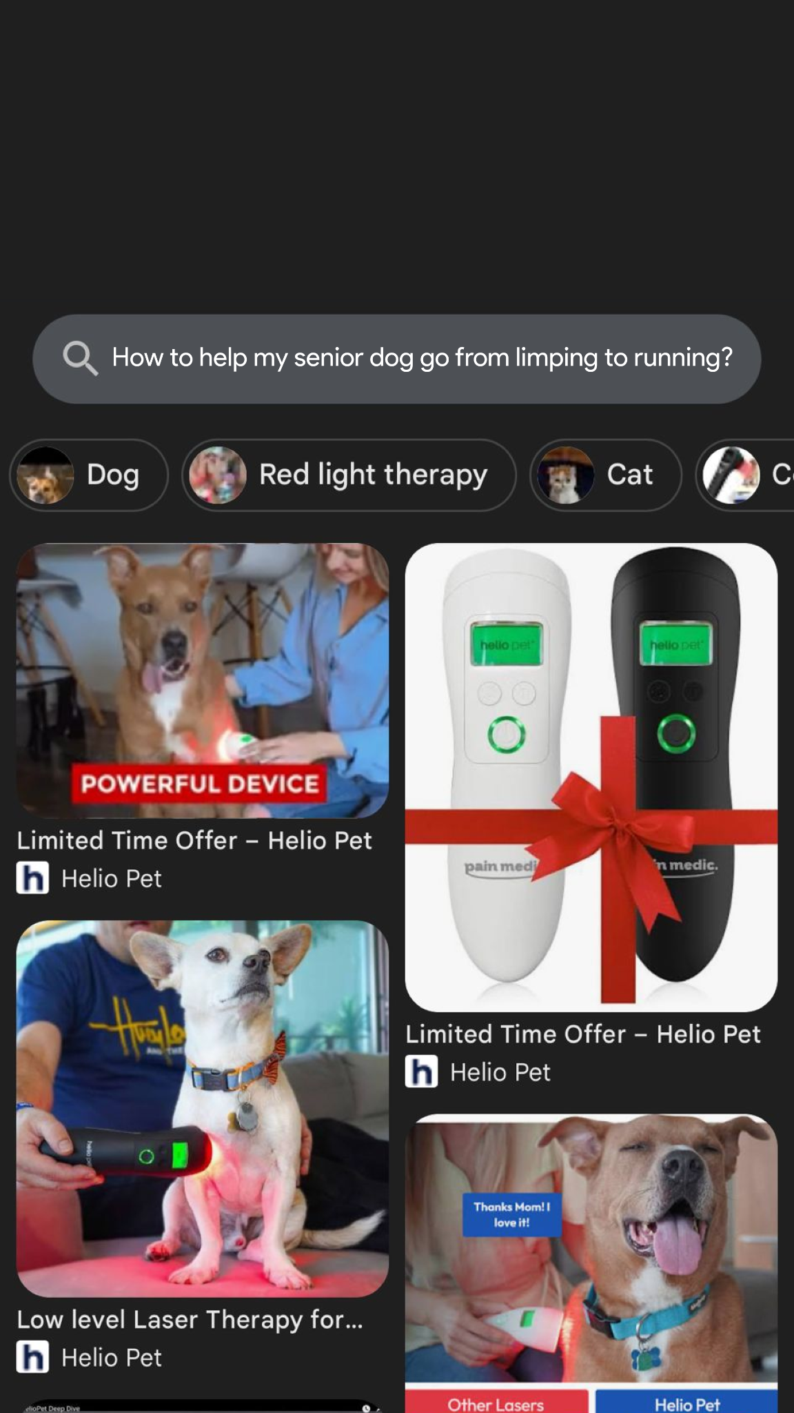 Helio Pet Facebook ad